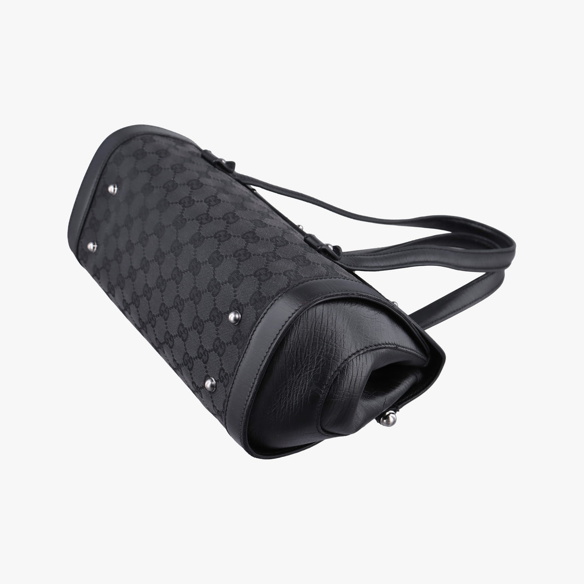 Pre-owned Gucci Bamboo Bullet Black Canvas × Leather 111713 shoulderbag | stylenewstar