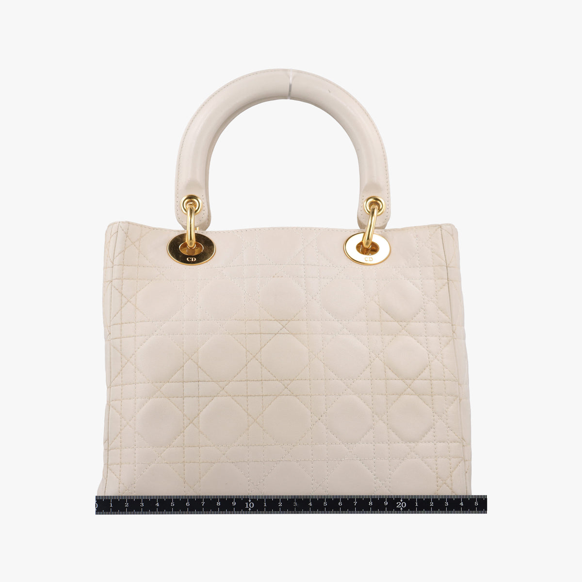 Pre-owned Christian Dior Lady Dior White lambskin  shoulderbag | stylenewstar