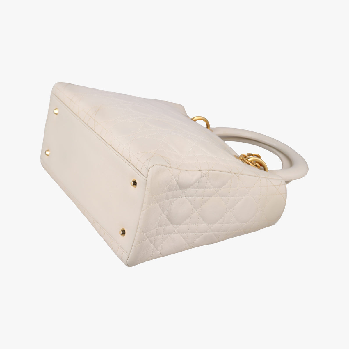 Pre-owned Christian Dior Lady Dior White lambskin  shoulderbag | stylenewstar