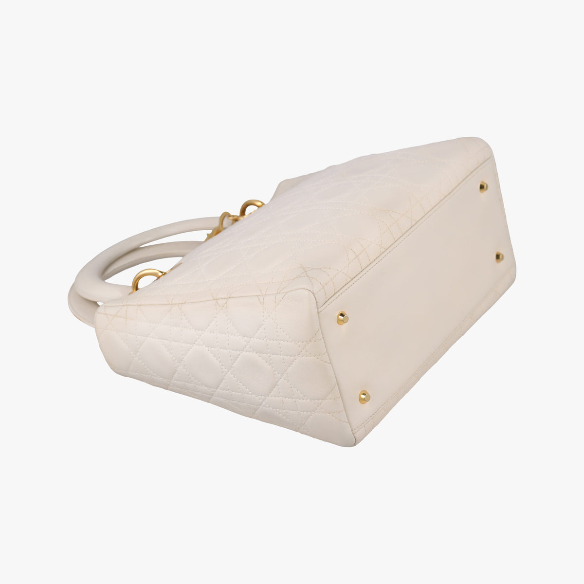 Pre-owned Christian Dior Lady Dior White lambskin  shoulderbag | stylenewstar