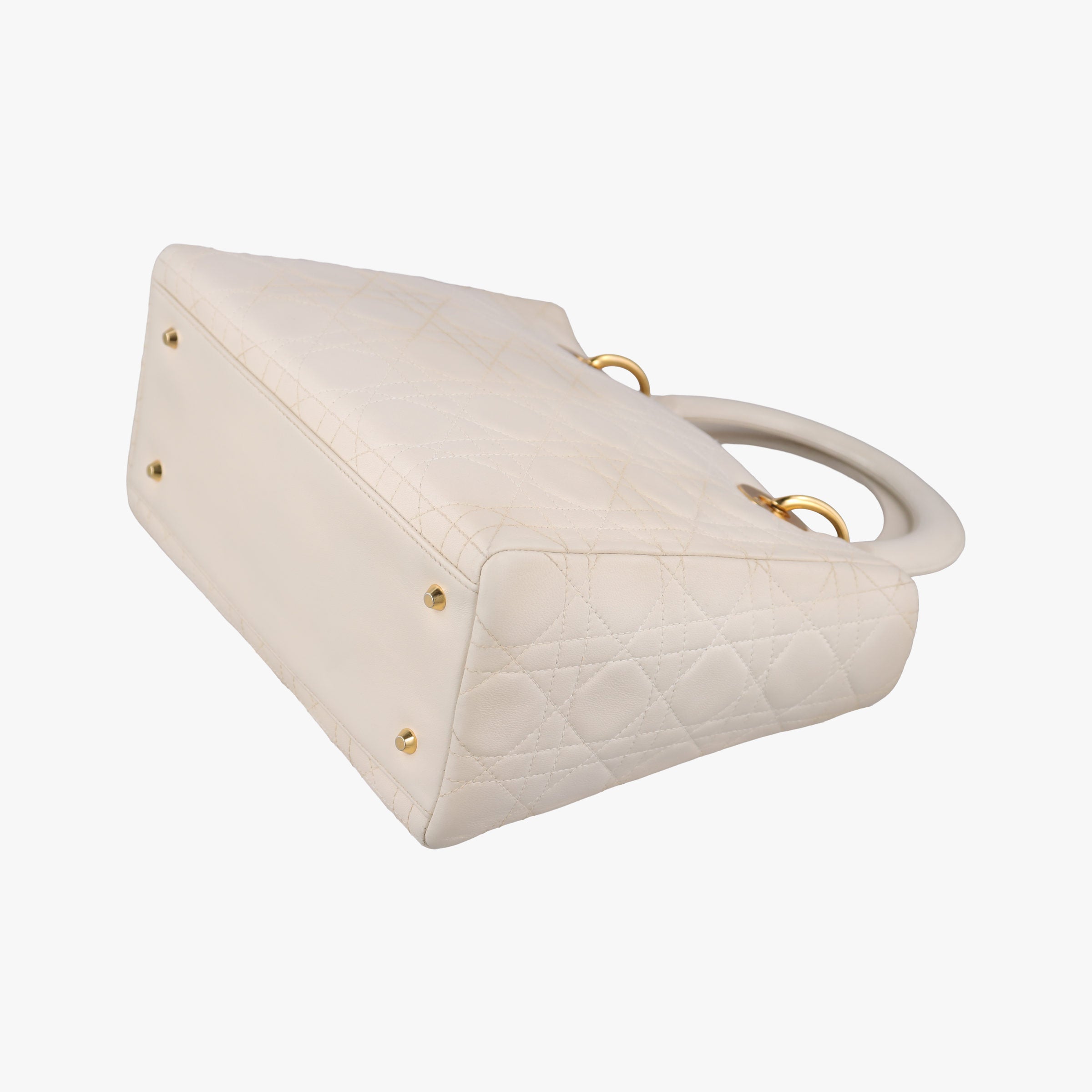 Pre-owned Christian Dior Lady Dior White lambskin  shoulderbag | stylenewstar