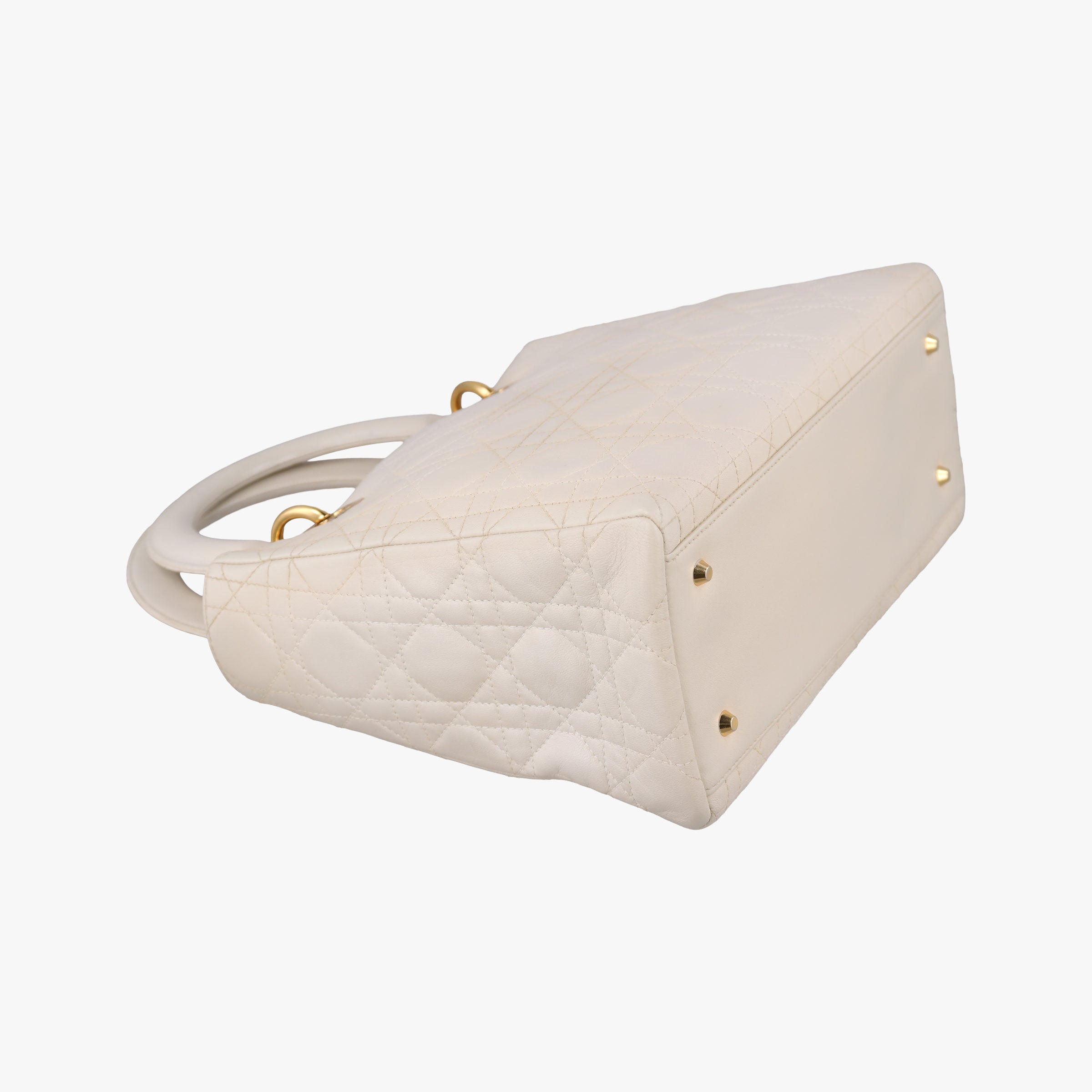 Pre-owned Christian Dior Lady Dior White lambskin  shoulderbag | stylenewstar
