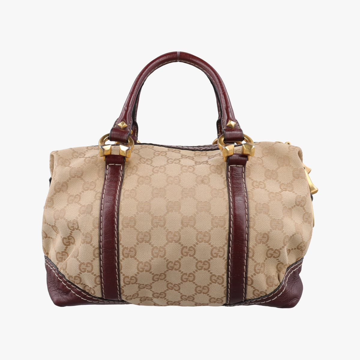 Vintage Gucci Sukey Beige × Brownish Red GG canvas×leatherGG 189893 handbag | stylenewstar