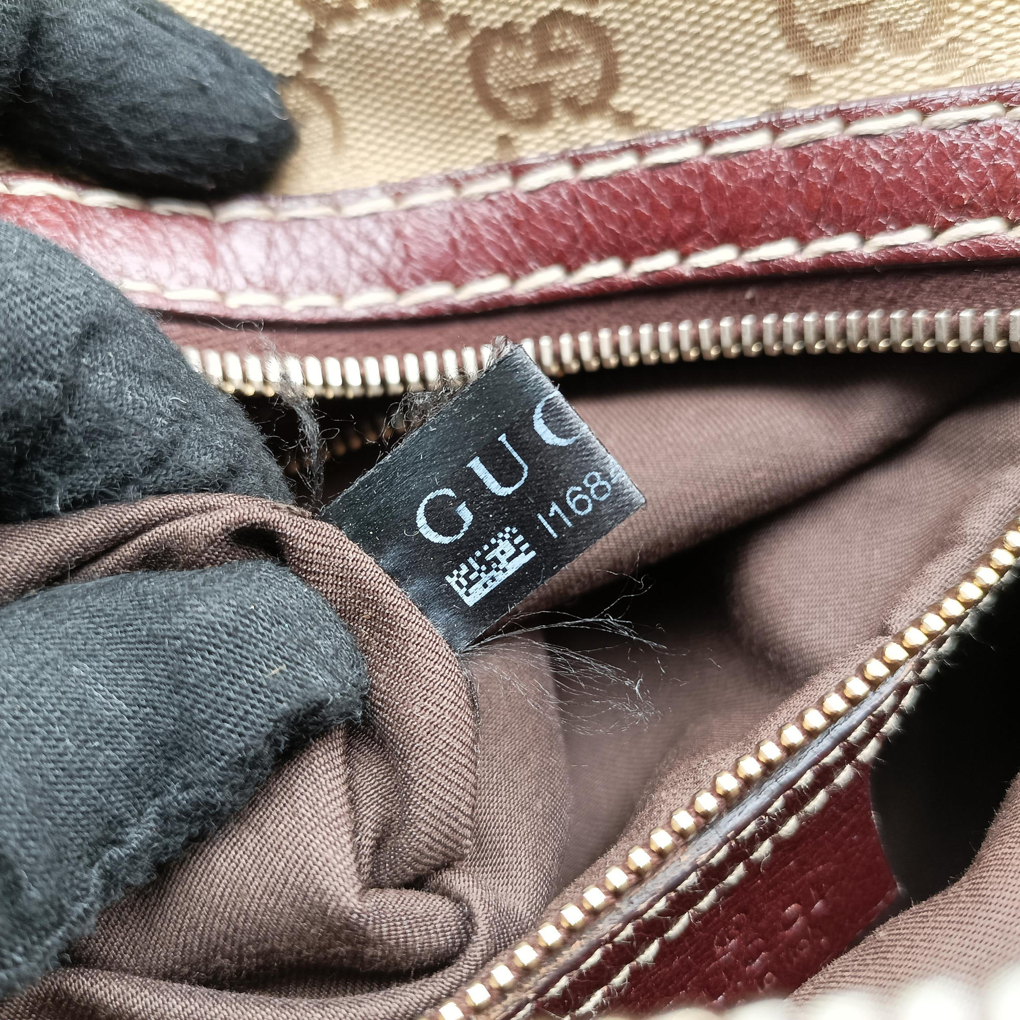 Vintage Gucci Sukey Beige × Brownish Red GG canvas×leatherGG 189893 handbag | stylenewstar