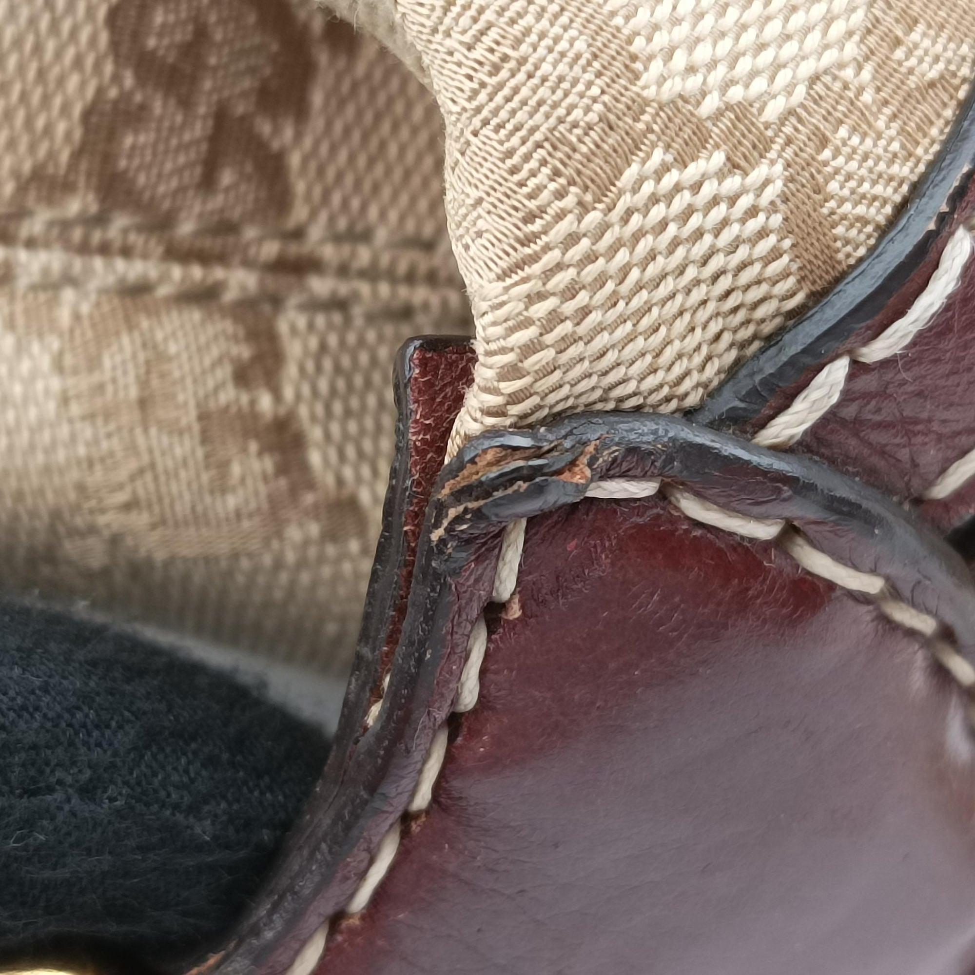 Vintage Gucci Sukey Beige × Brownish Red GG canvas×leatherGG 189893 handbag | stylenewstar