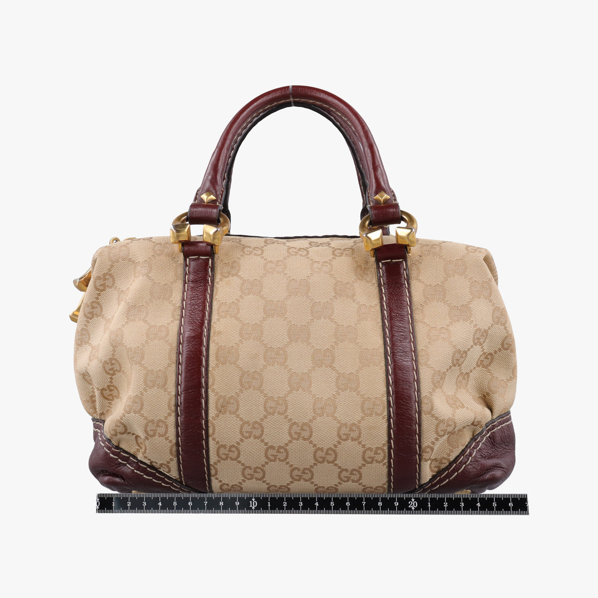 Vintage Gucci Sukey Beige × Brownish Red GG canvas×leatherGG 189893 handbag | stylenewstar