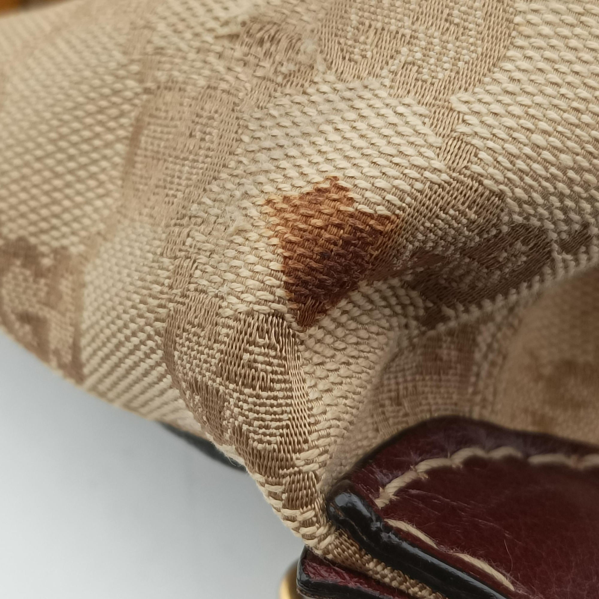 Vintage Gucci Sukey Beige × Brownish Red GG canvas×leatherGG 189893 handbag | stylenewstar