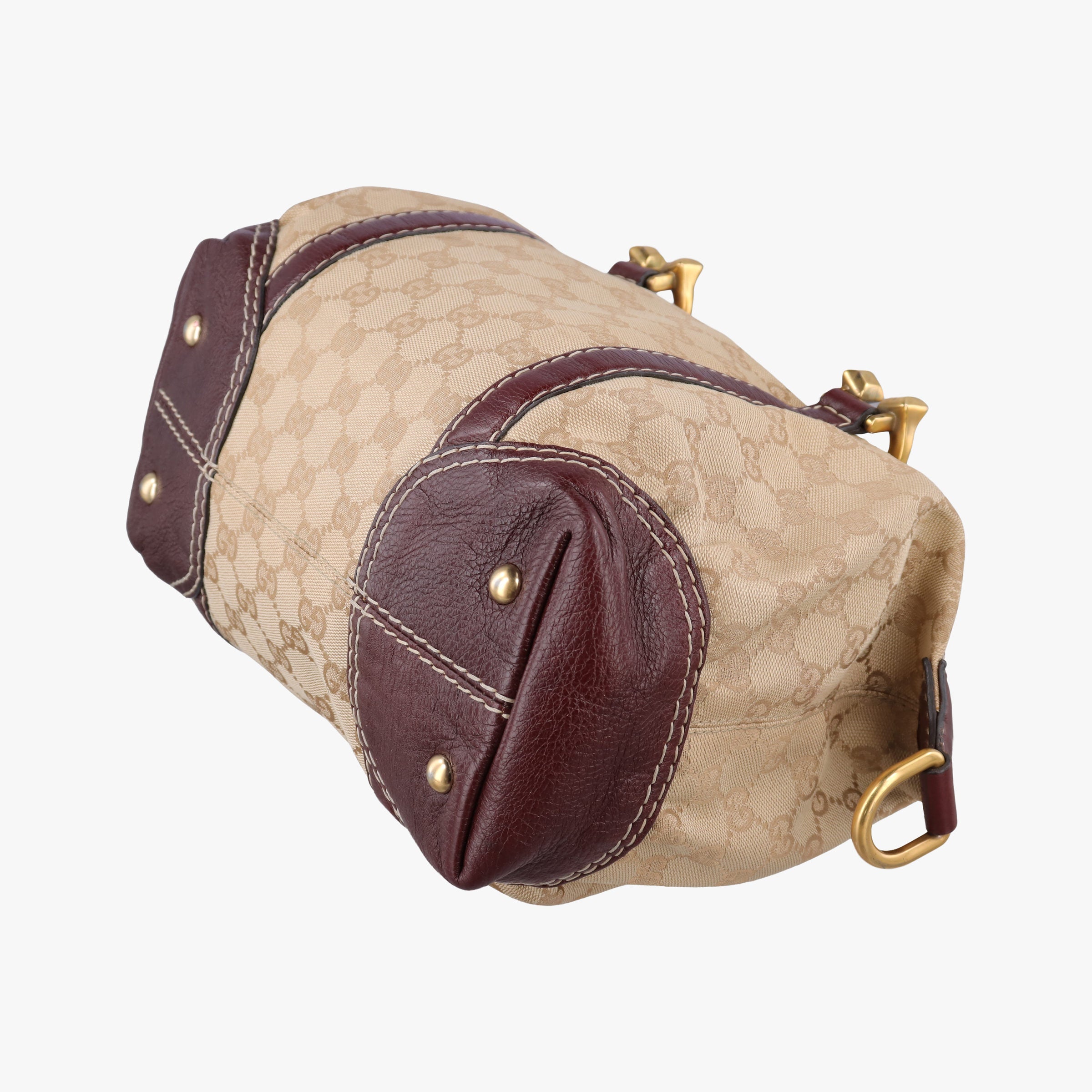 Vintage Gucci Sukey Beige × Brownish Red GG canvas×leatherGG 189893 handbag | stylenewstar