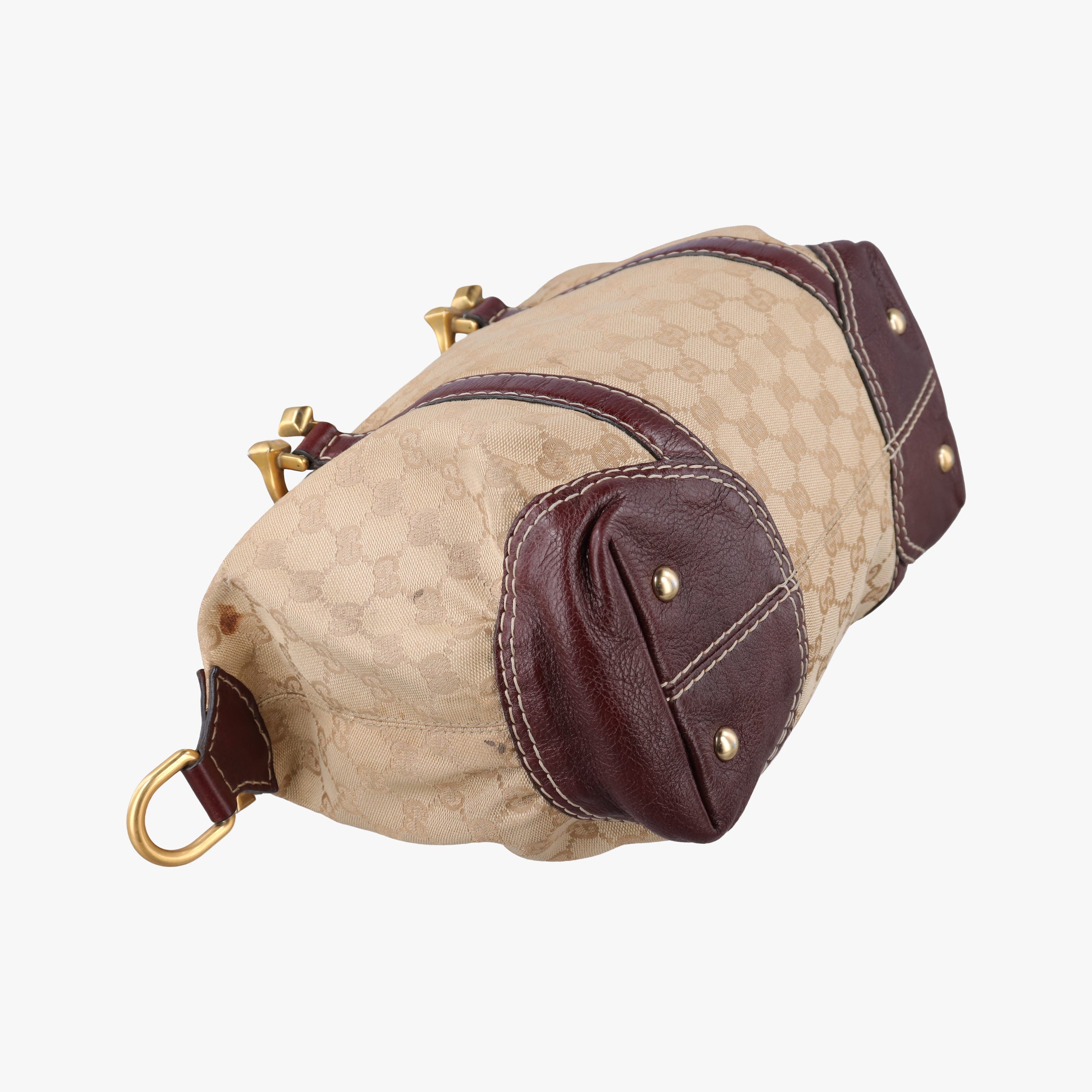 Vintage Gucci Sukey Beige × Brownish Red GG canvas×leatherGG 189893 handbag | stylenewstar