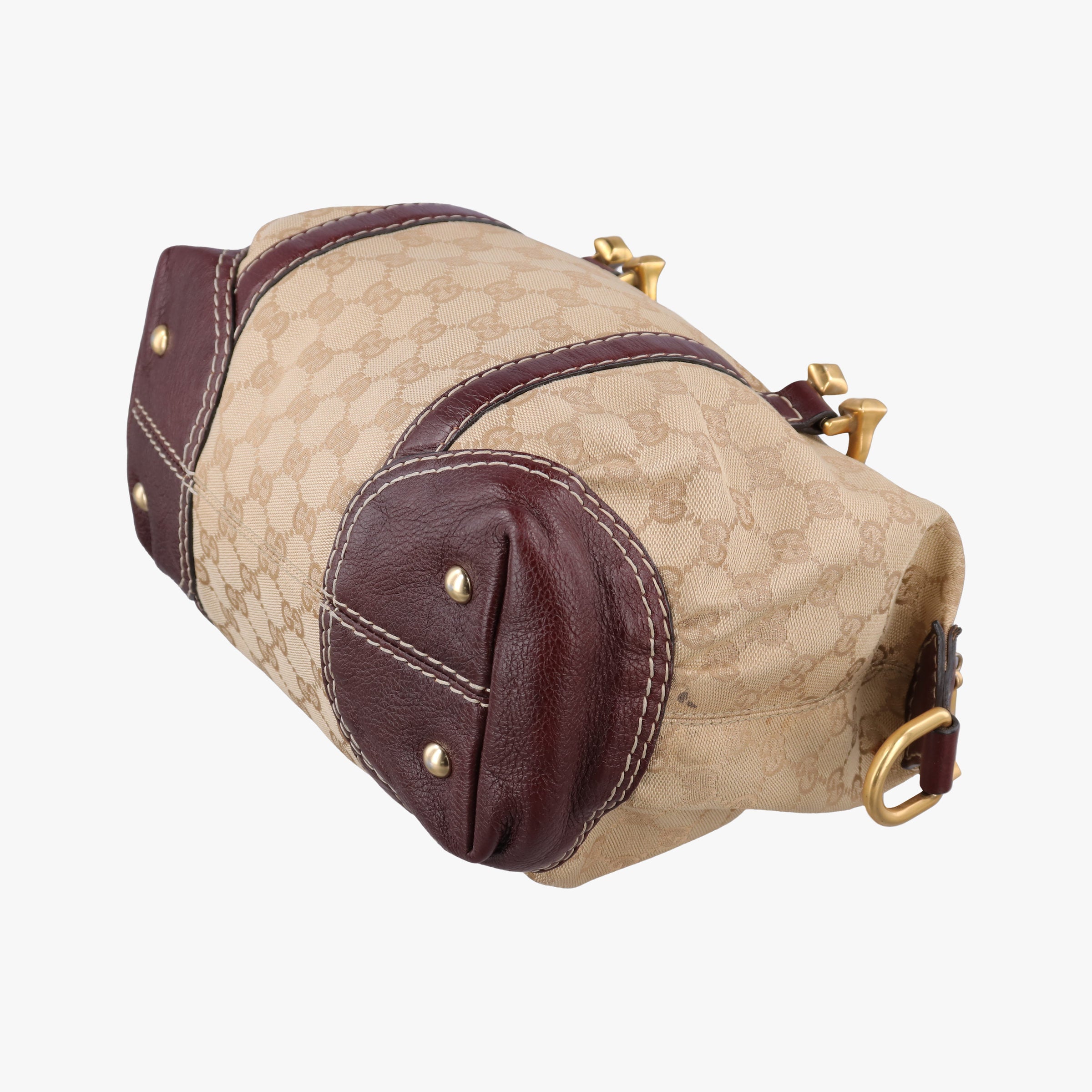 Vintage Gucci Sukey Beige × Brownish Red GG canvas×leatherGG 189893 handbag | stylenewstar