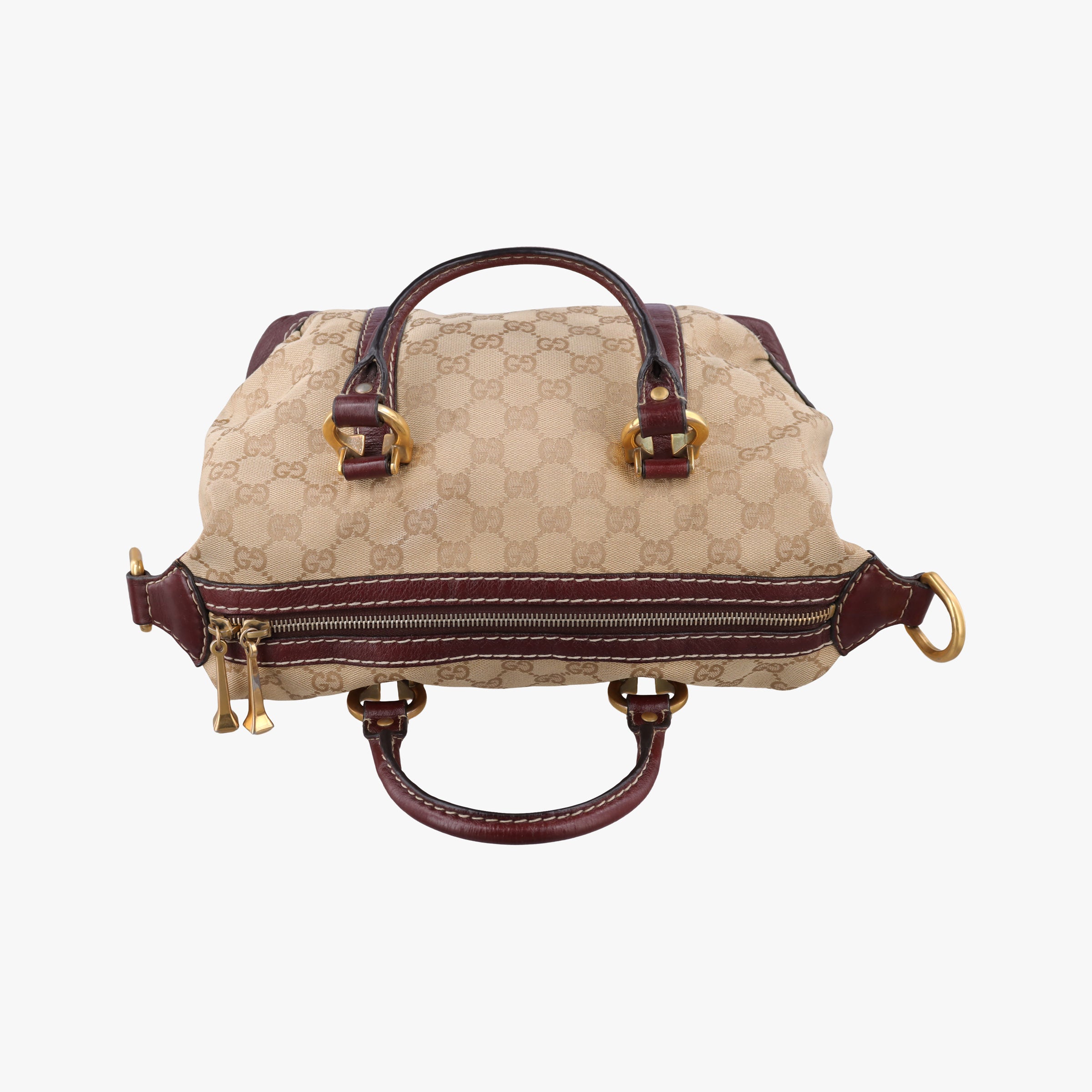 Vintage Gucci Sukey Beige × Brownish Red GG canvas×leatherGG 189893 handbag | stylenewstar