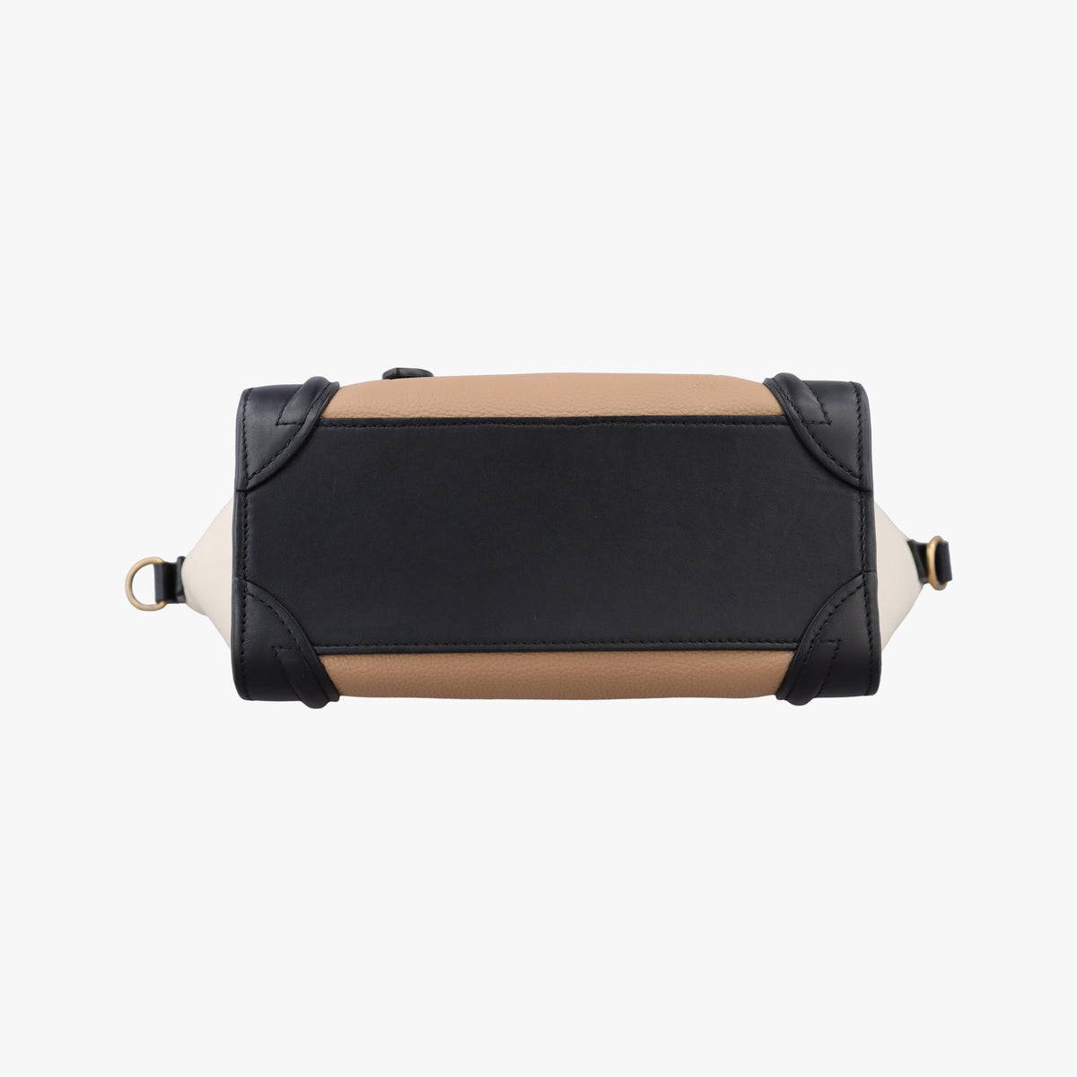 Pre-owned Celine luggage nano shopper Beige×white×black Leather  shoulderbag | stylenewstar