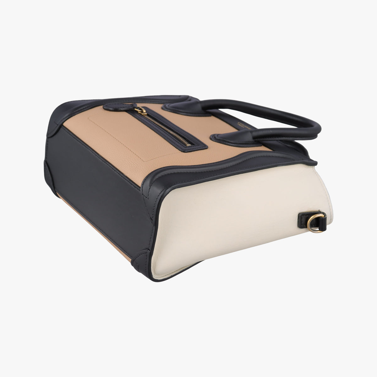 Pre-owned Celine luggage nano shopper Beige×white×black Leather  shoulderbag | stylenewstar