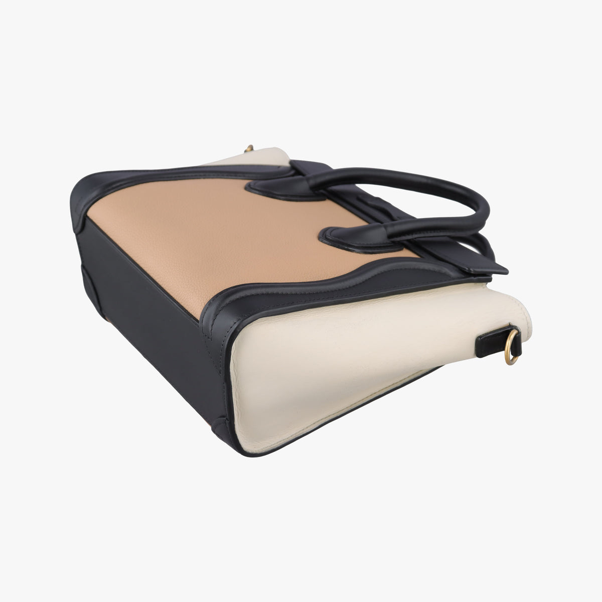 Pre-owned Celine luggage nano shopper Beige×white×black Leather  shoulderbag | stylenewstar