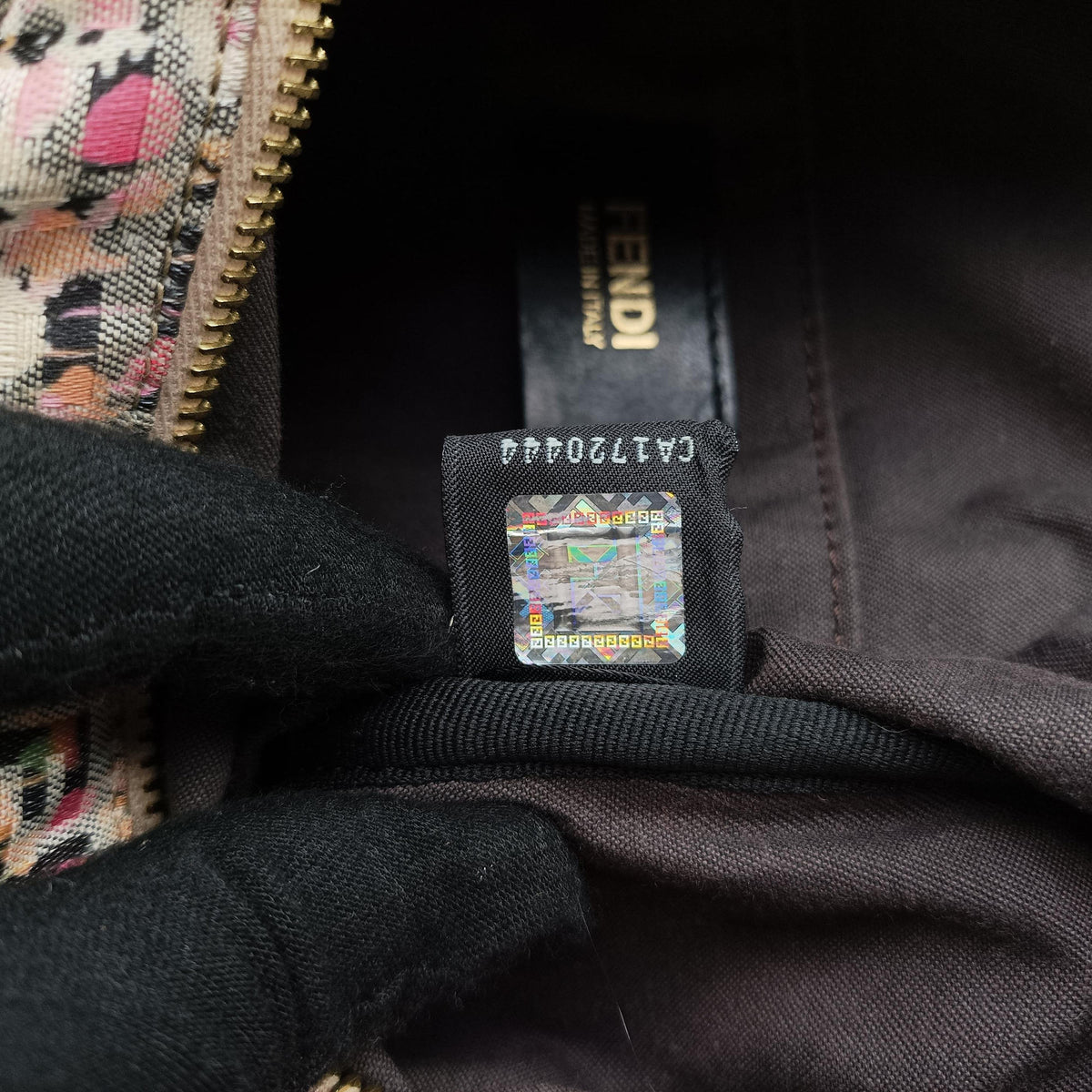 Vintage Fendi Zucchino Glitter Logo Multicolour Canvas 8BL068 handbag | stylenewstar