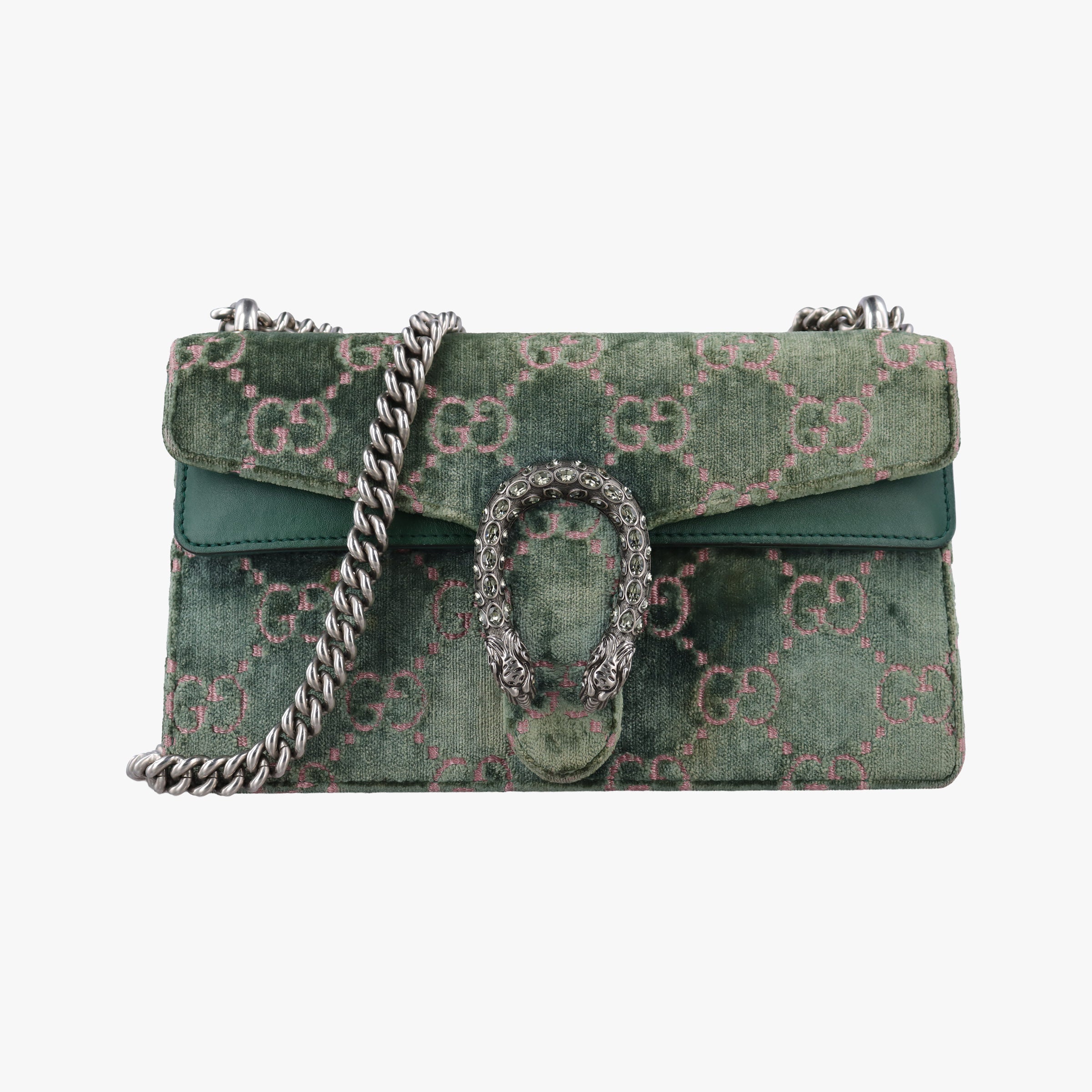 Pre-owned Gucci Dionysus Green velour 499623 shoulderbag | stylenewstar