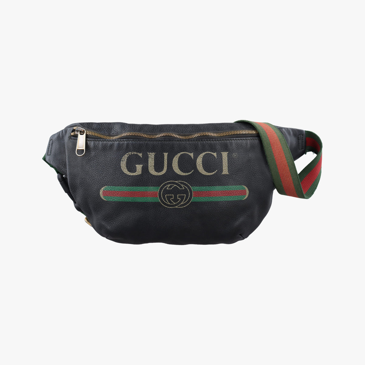 Pre-owned Gucci Print Black Leather 493869 bum bag/waist bag | stylenewstar