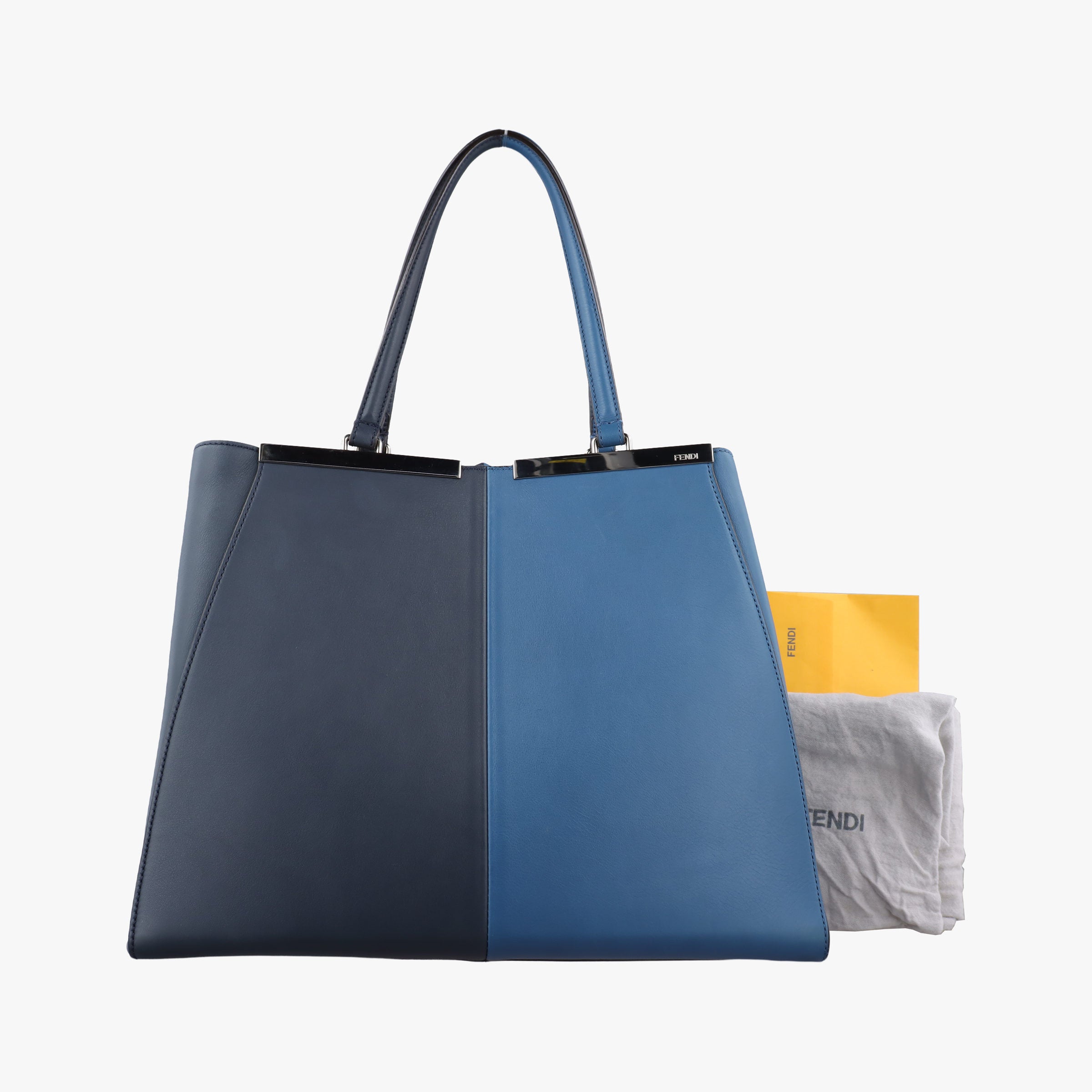 Pre-owned Fendi Troisjours Navy × Blue Leather 8BH272 shoulderbag | stylenewstar
