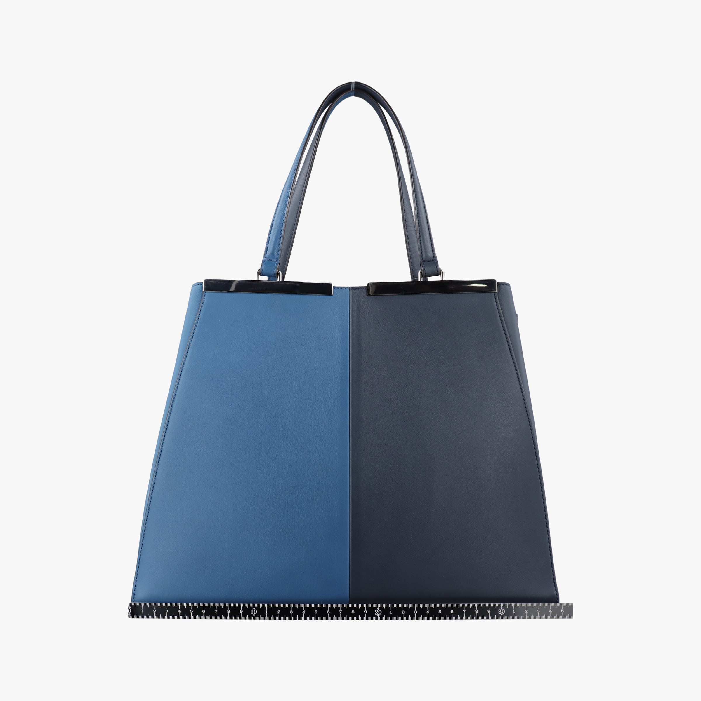 Pre-owned Fendi Troisjours Navy × Blue Leather 8BH272 shoulderbag | stylenewstar