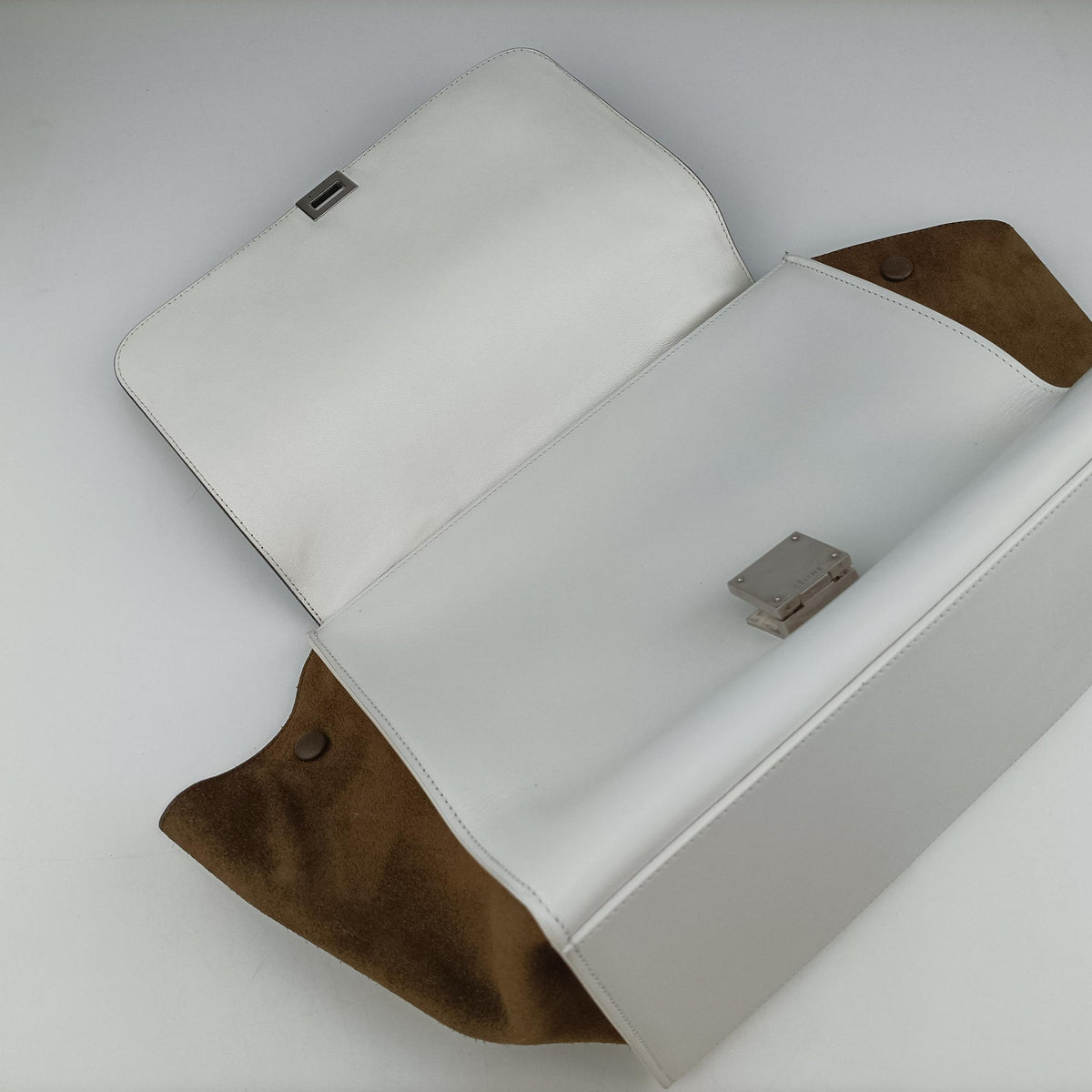 Vintage Celine Trapeze Black × White × Brown Suede × leather  shoulderbag | stylenewstar