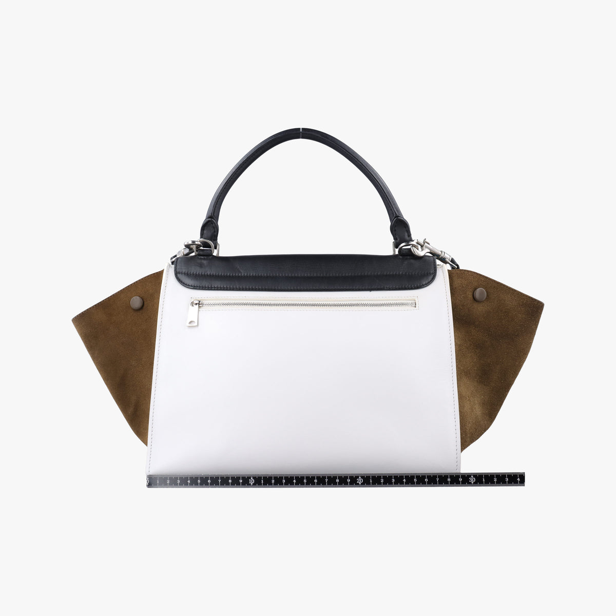 Vintage Celine Trapeze Black × White × Brown Suede × leather  shoulderbag | stylenewstar