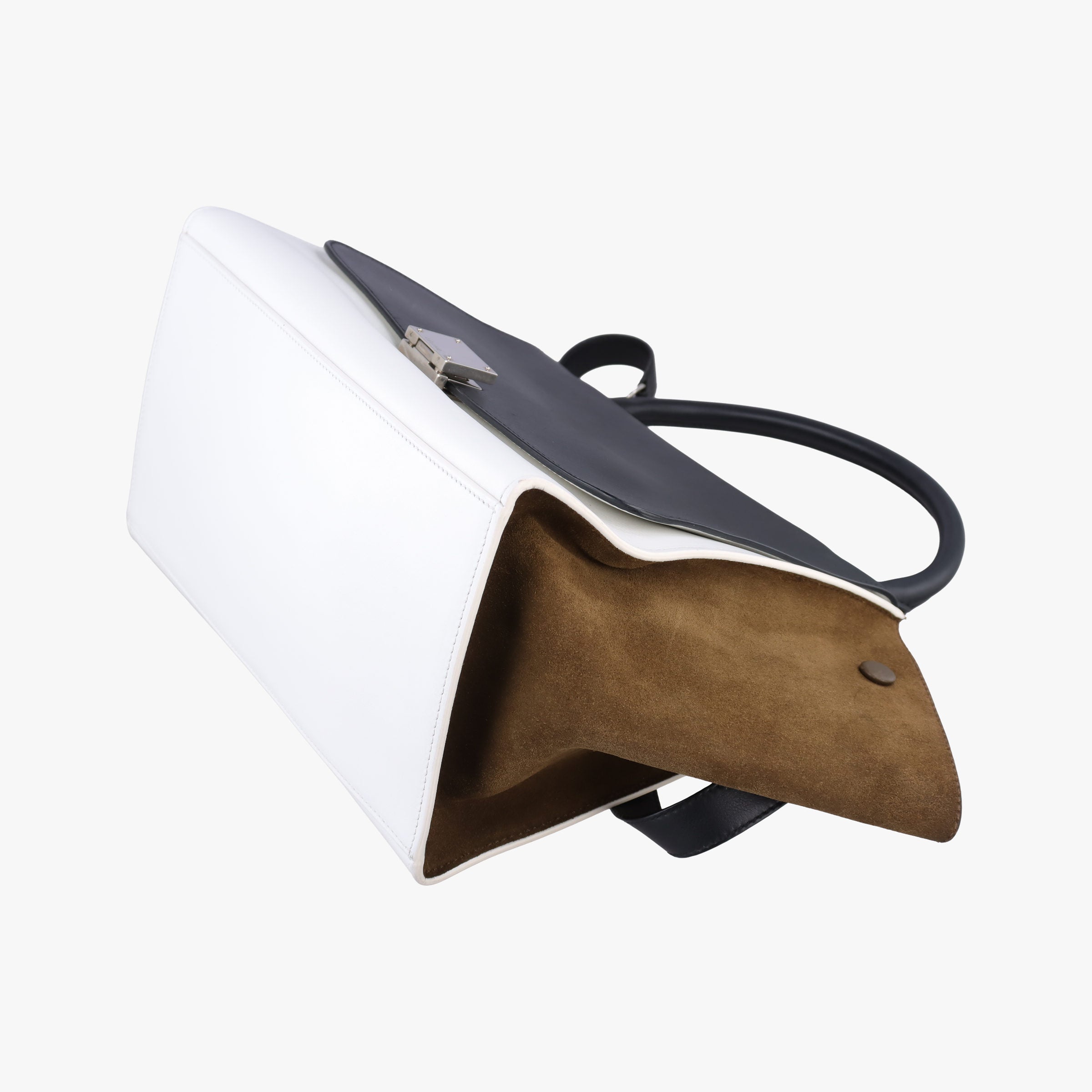 Vintage Celine Trapeze Black × White × Brown Suede × leather  shoulderbag | stylenewstar