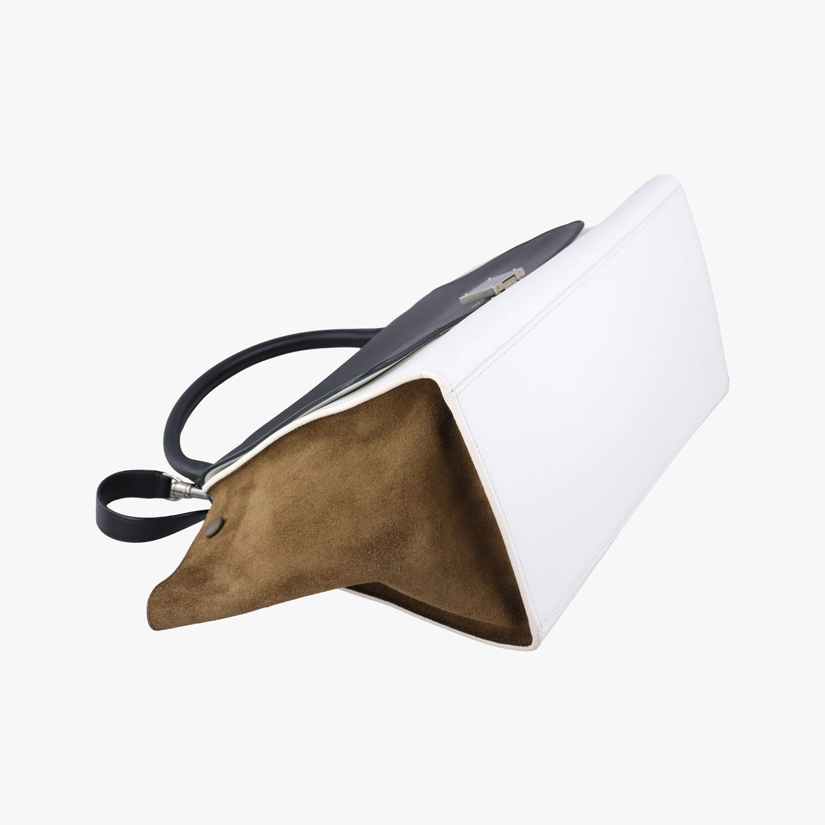 Vintage Celine Trapeze Black × White × Brown Suede × leather  shoulderbag | stylenewstar