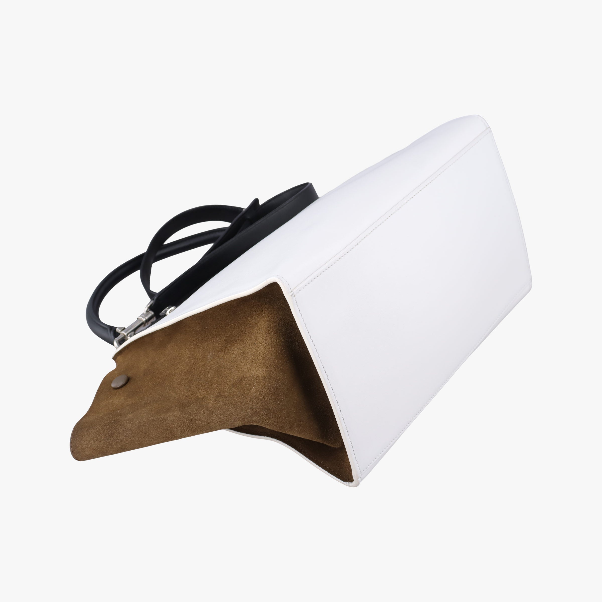 Vintage Celine Trapeze Black × White × Brown Suede × leather  shoulderbag | stylenewstar