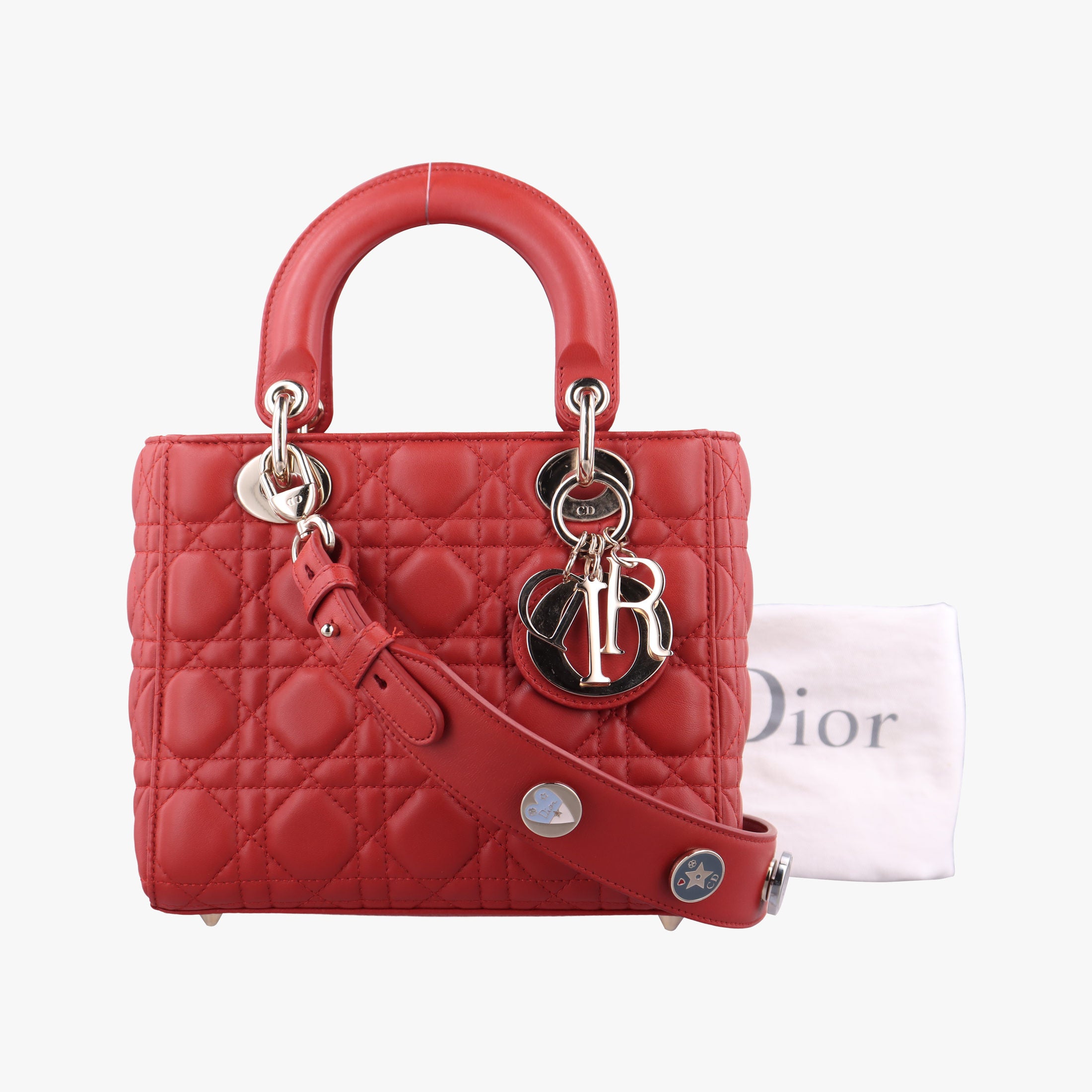 Vintage Christian Dior Lady Dior Red lambskin  shoulderbag | stylenewstar