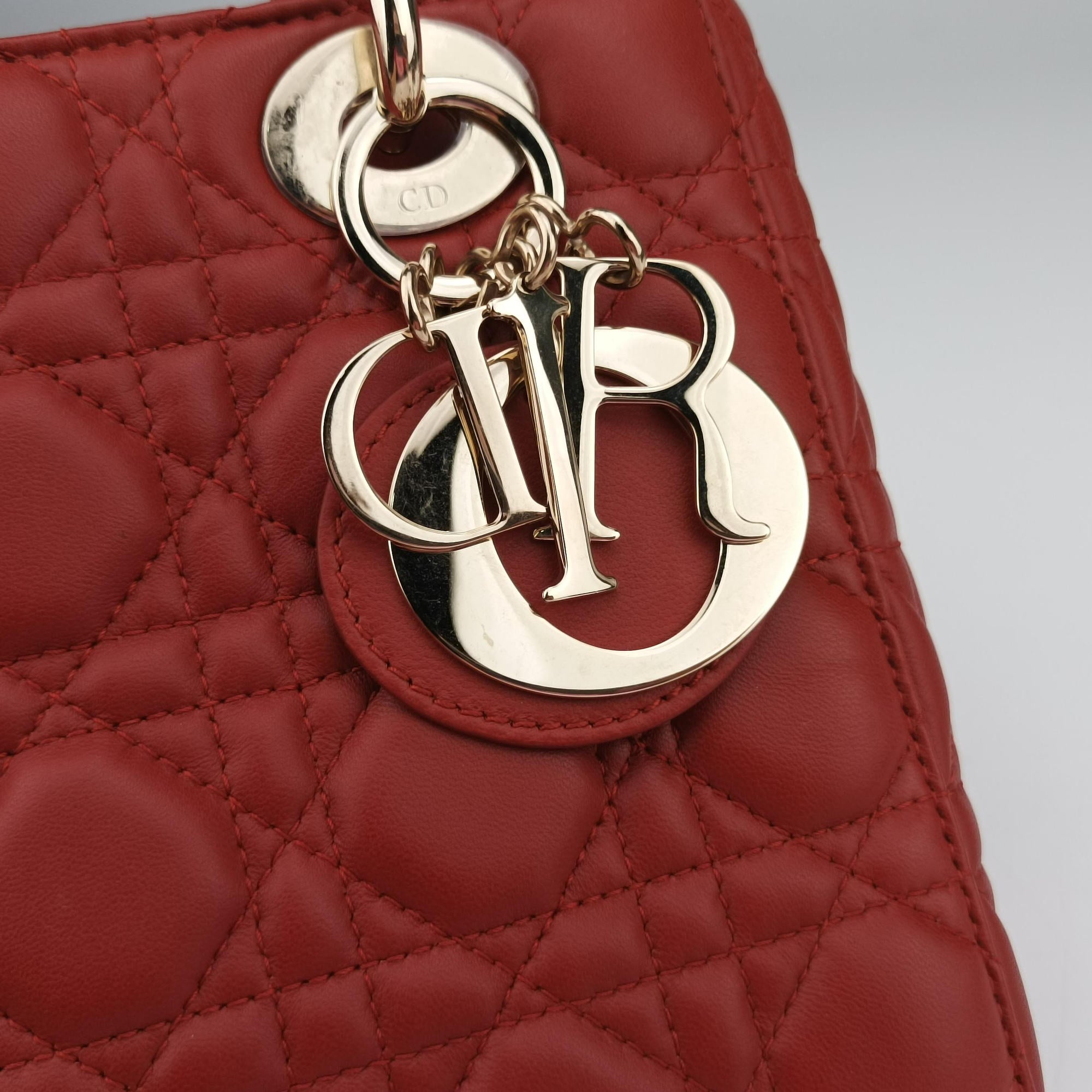 Vintage Christian Dior Lady Dior Red lambskin  shoulderbag | stylenewstar
