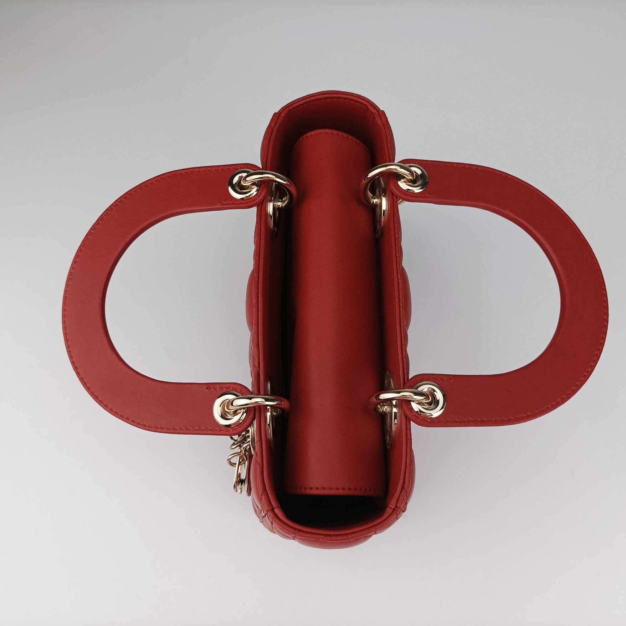 Vintage Christian Dior Lady Dior Red lambskin  shoulderbag | stylenewstar