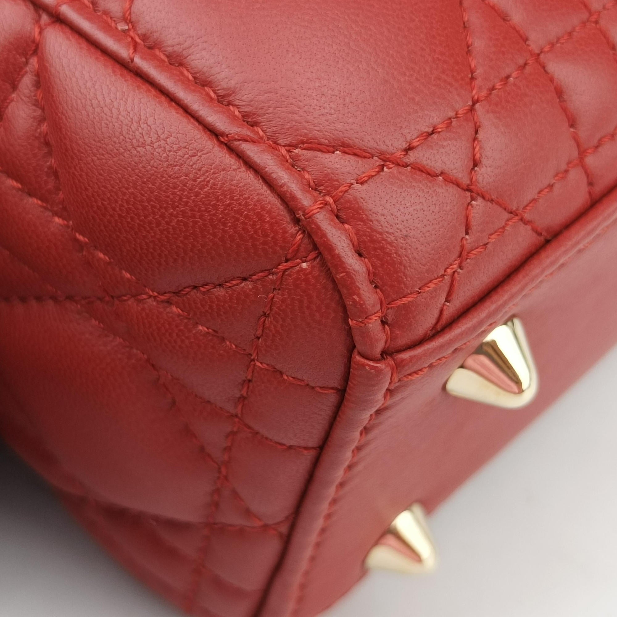Vintage Christian Dior Lady Dior Red lambskin  shoulderbag | stylenewstar