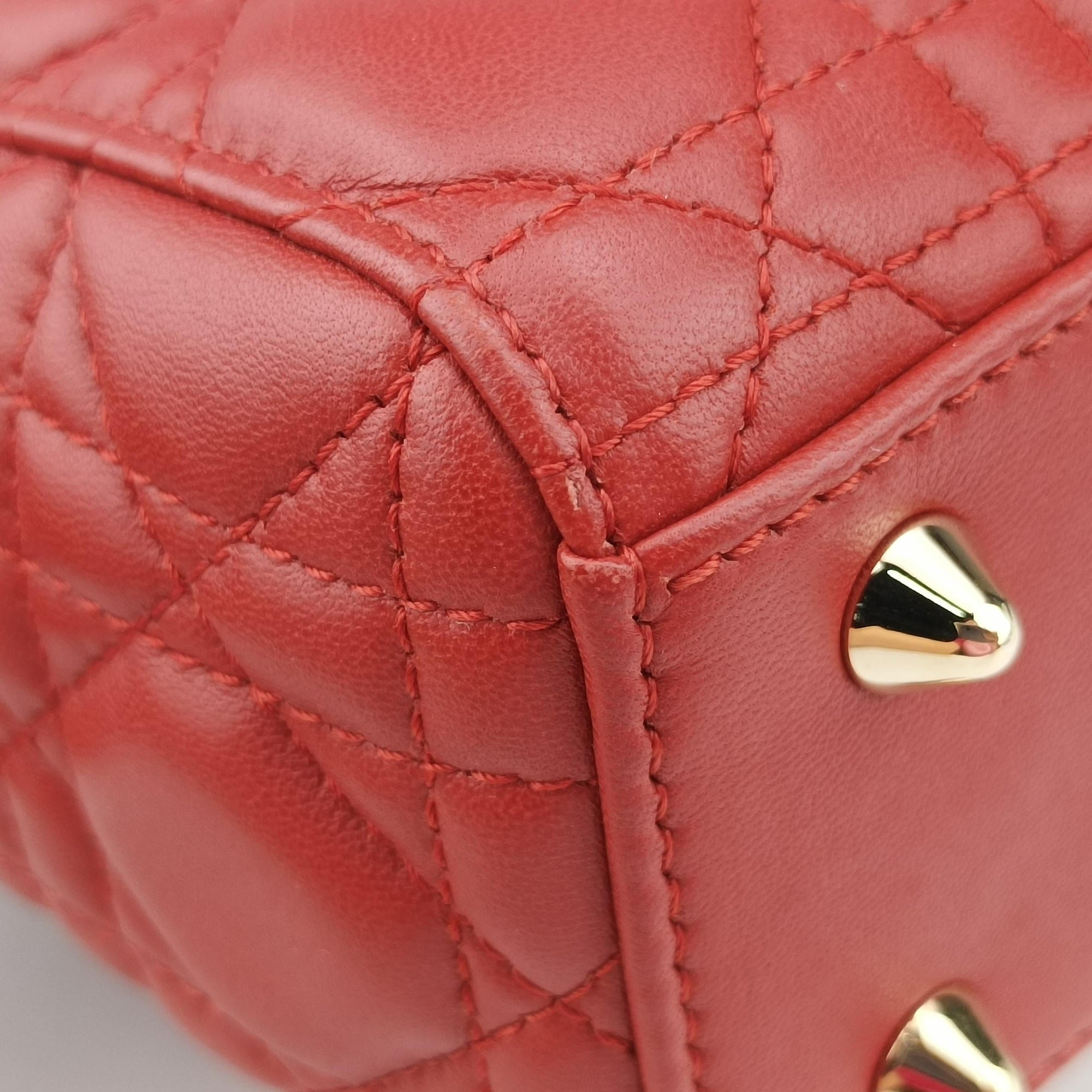 Vintage Christian Dior Lady Dior Red lambskin  shoulderbag | stylenewstar