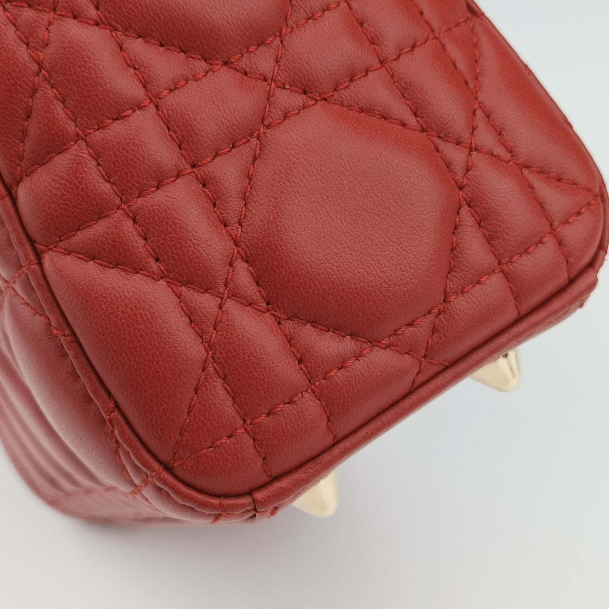 Vintage Christian Dior Lady Dior Red lambskin  shoulderbag | stylenewstar