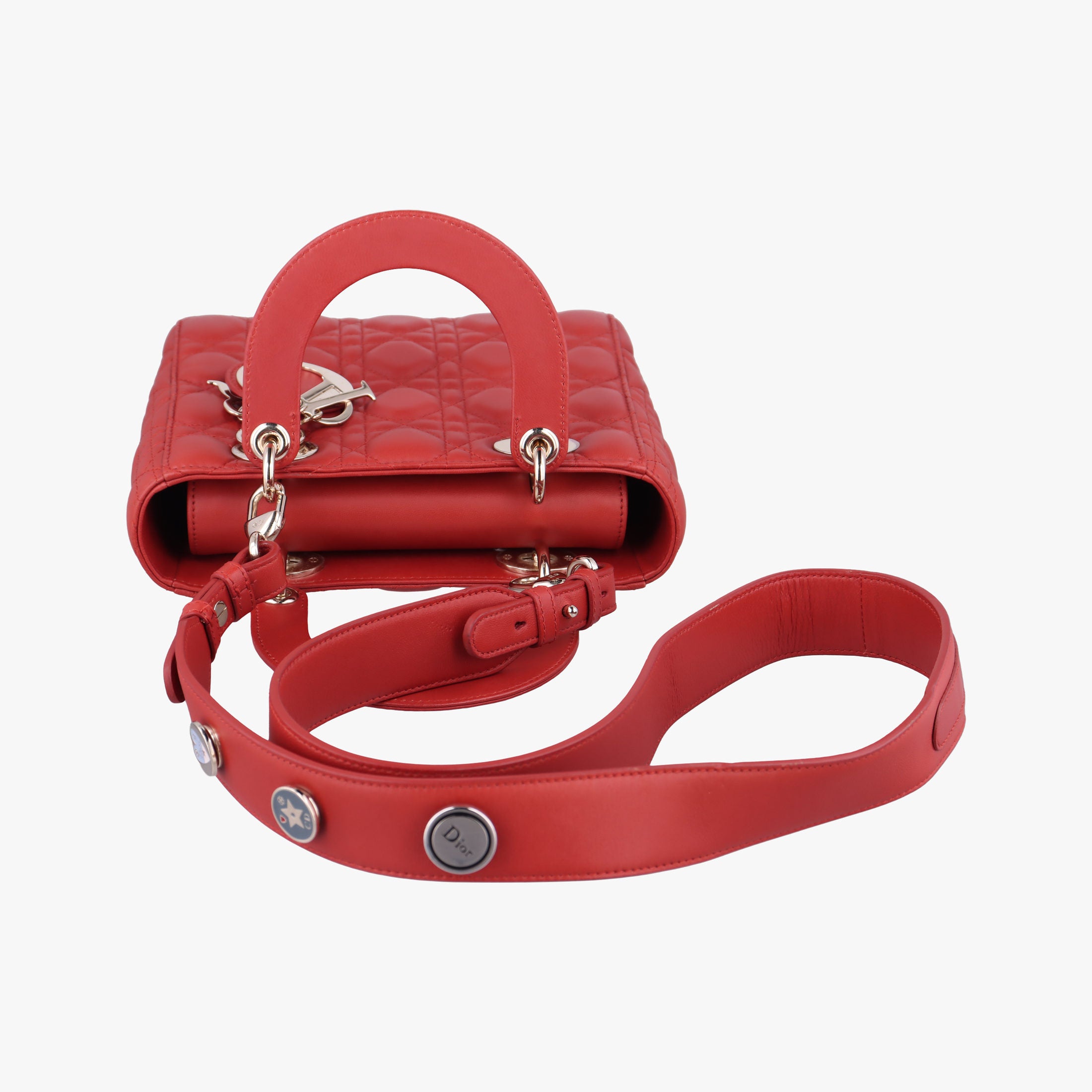 Vintage Christian Dior Lady Dior Red lambskin  shoulderbag | stylenewstar