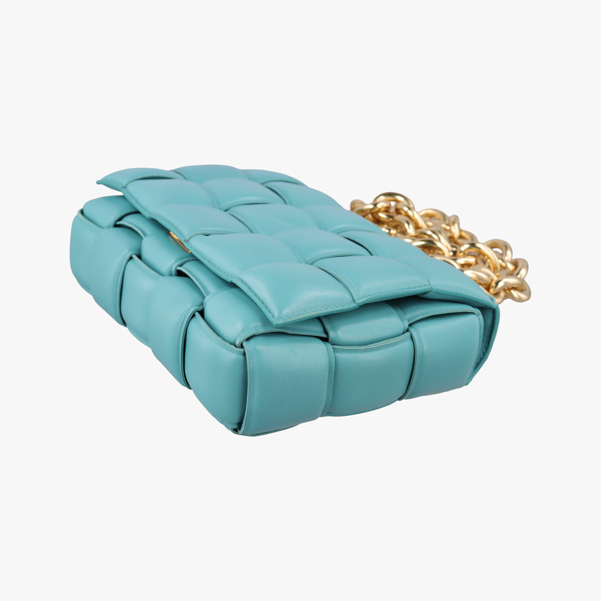 Pre-owned Bottega Veneta The Chain Cassette Blue lambskin  shoulderbag | stylenewstar