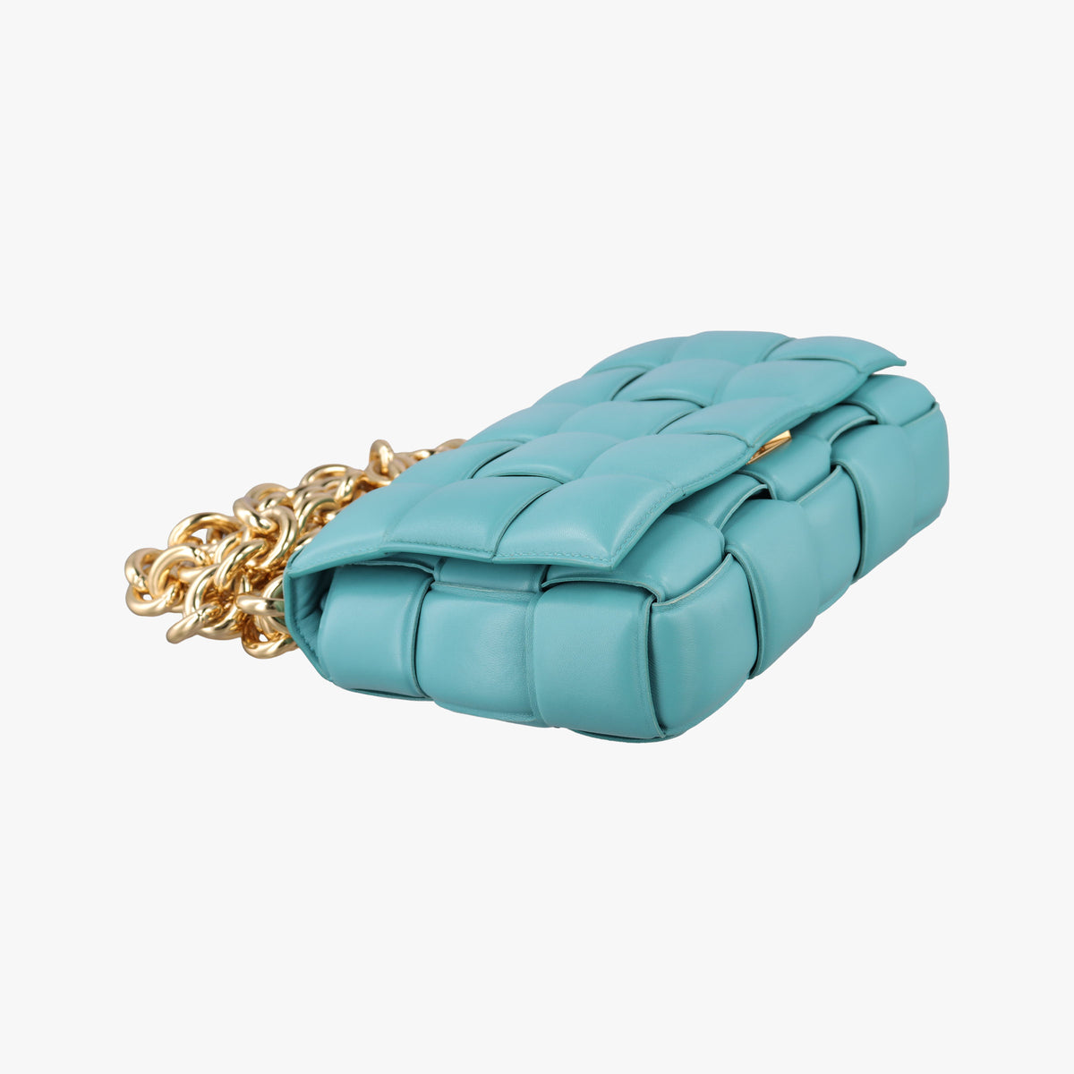 Pre-owned Bottega Veneta The Chain Cassette Blue lambskin  shoulderbag | stylenewstar