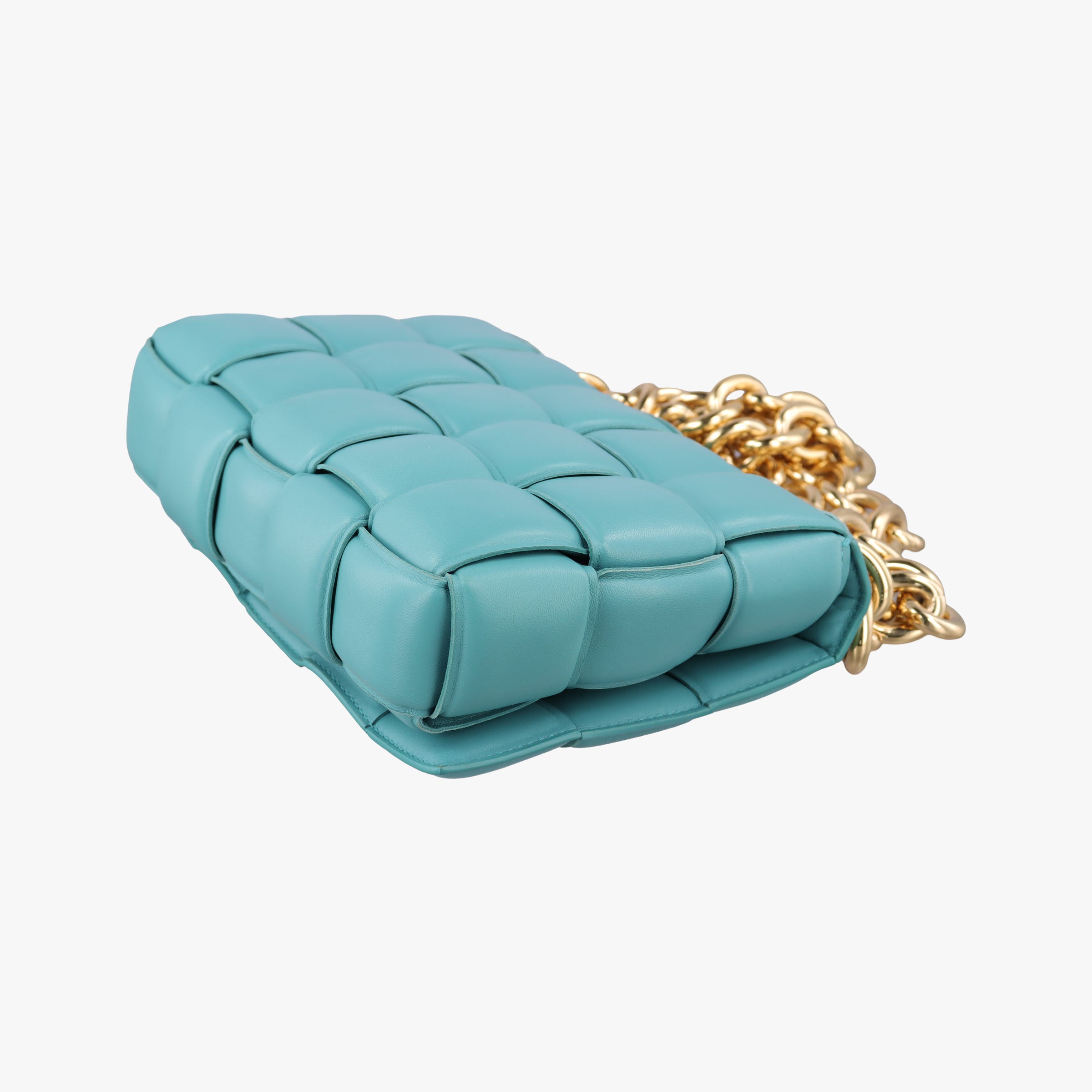 Pre-owned Bottega Veneta The Chain Cassette Blue lambskin  shoulderbag | stylenewstar