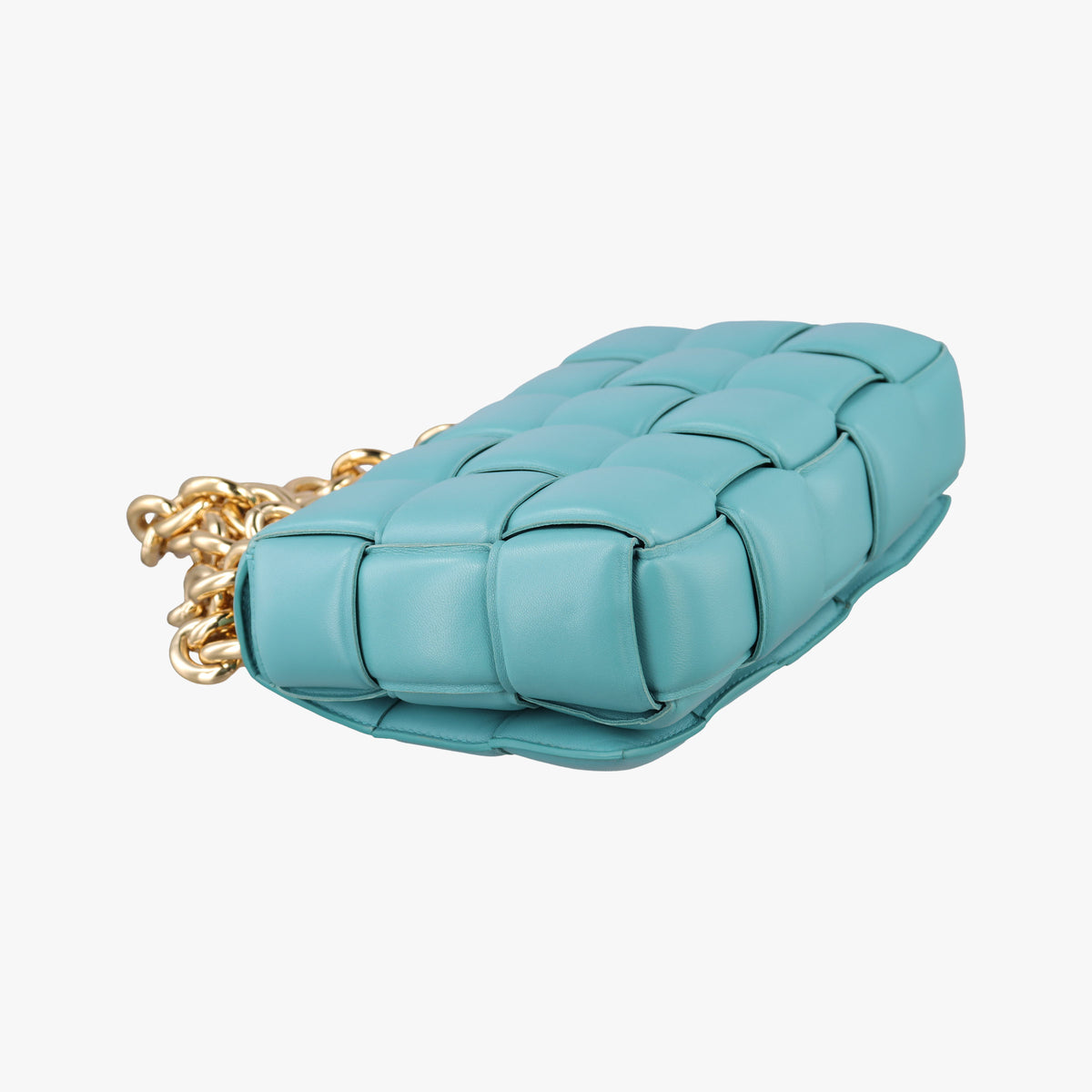 Pre-owned Bottega Veneta The Chain Cassette Blue lambskin  shoulderbag | stylenewstar