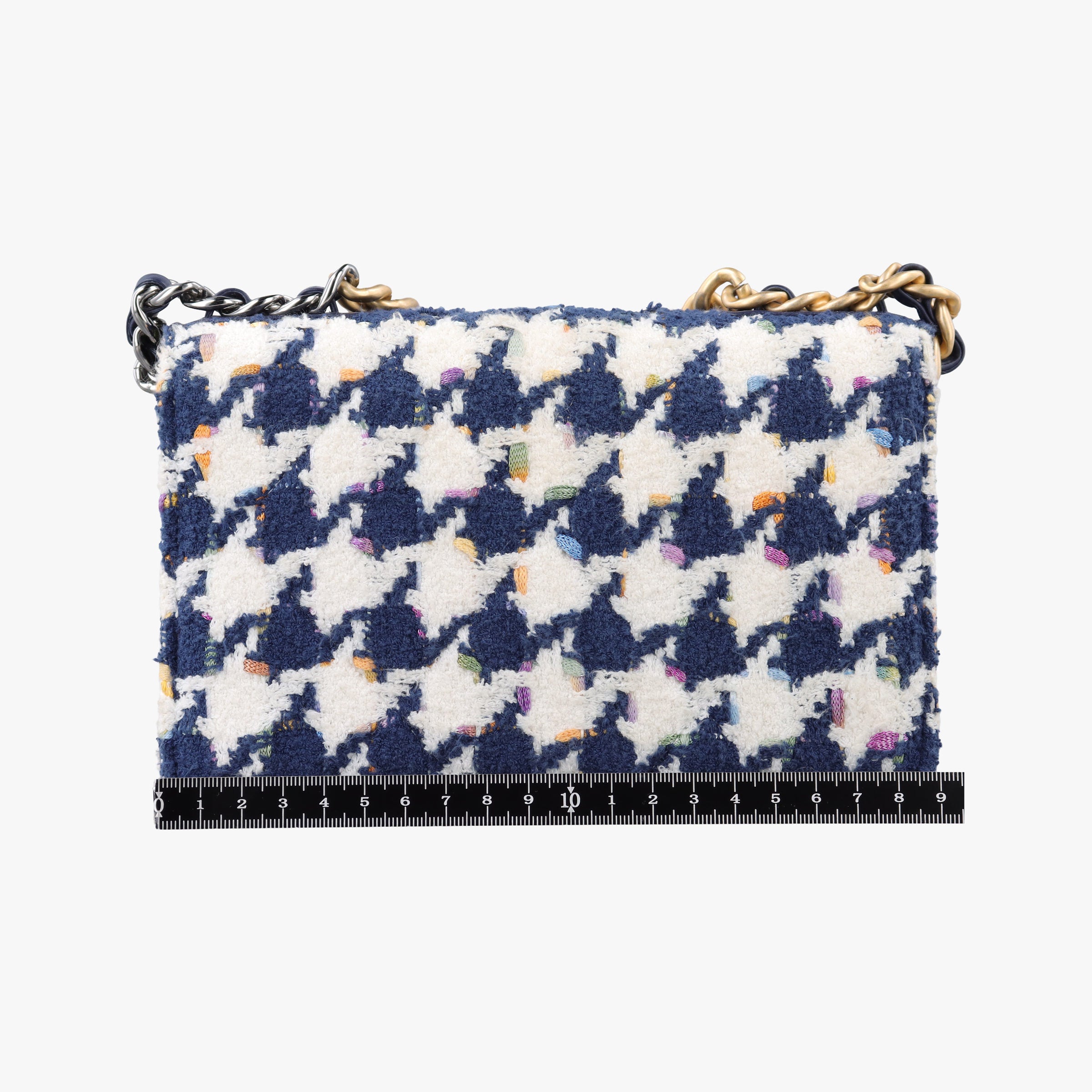Secondhand Chanel Chanel 19 WOC Houndstooth White × Navy fabric AP0957 shoulderbag | stylenewstar