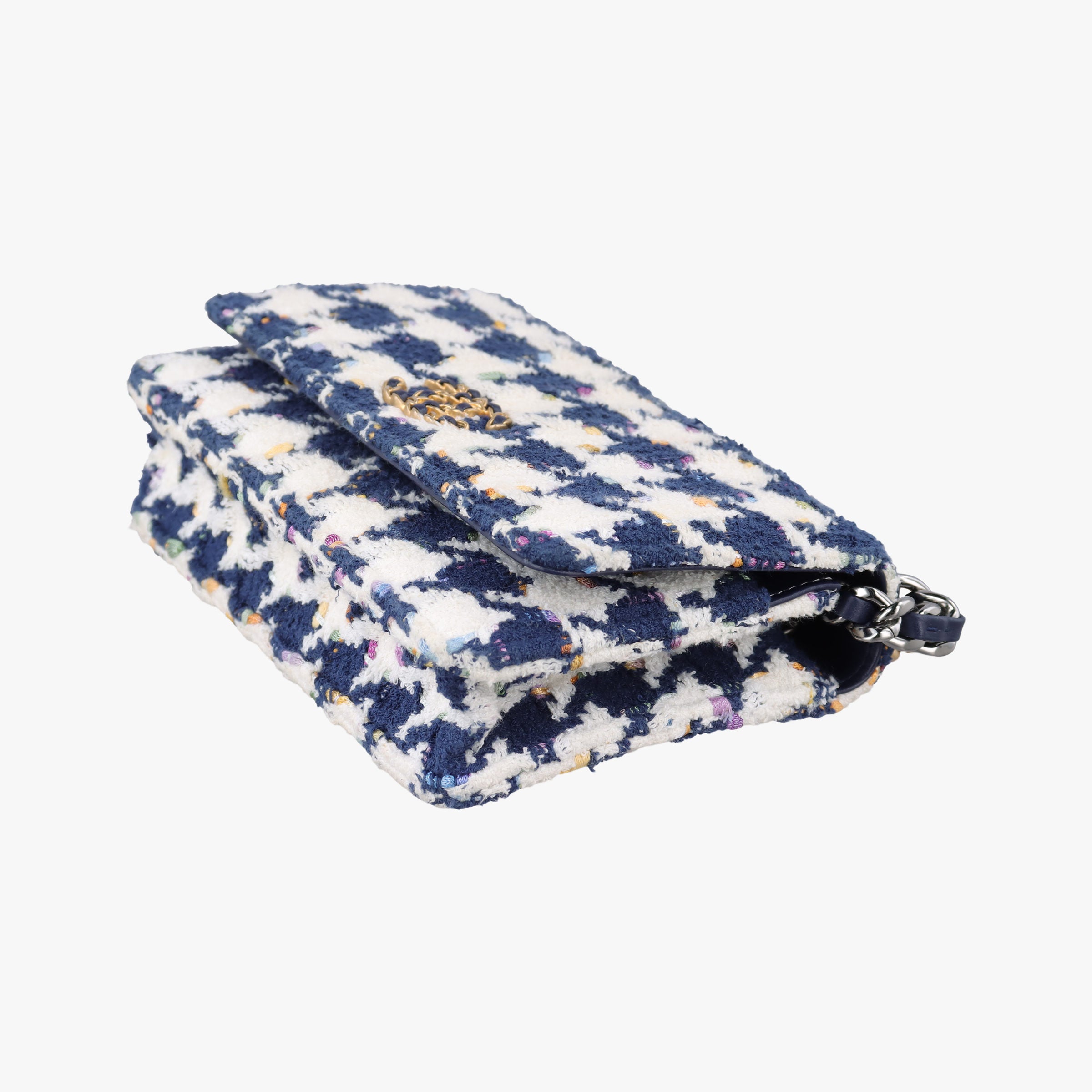 Secondhand Chanel Chanel 19 WOC Houndstooth White × Navy fabric AP0957 shoulderbag | stylenewstar