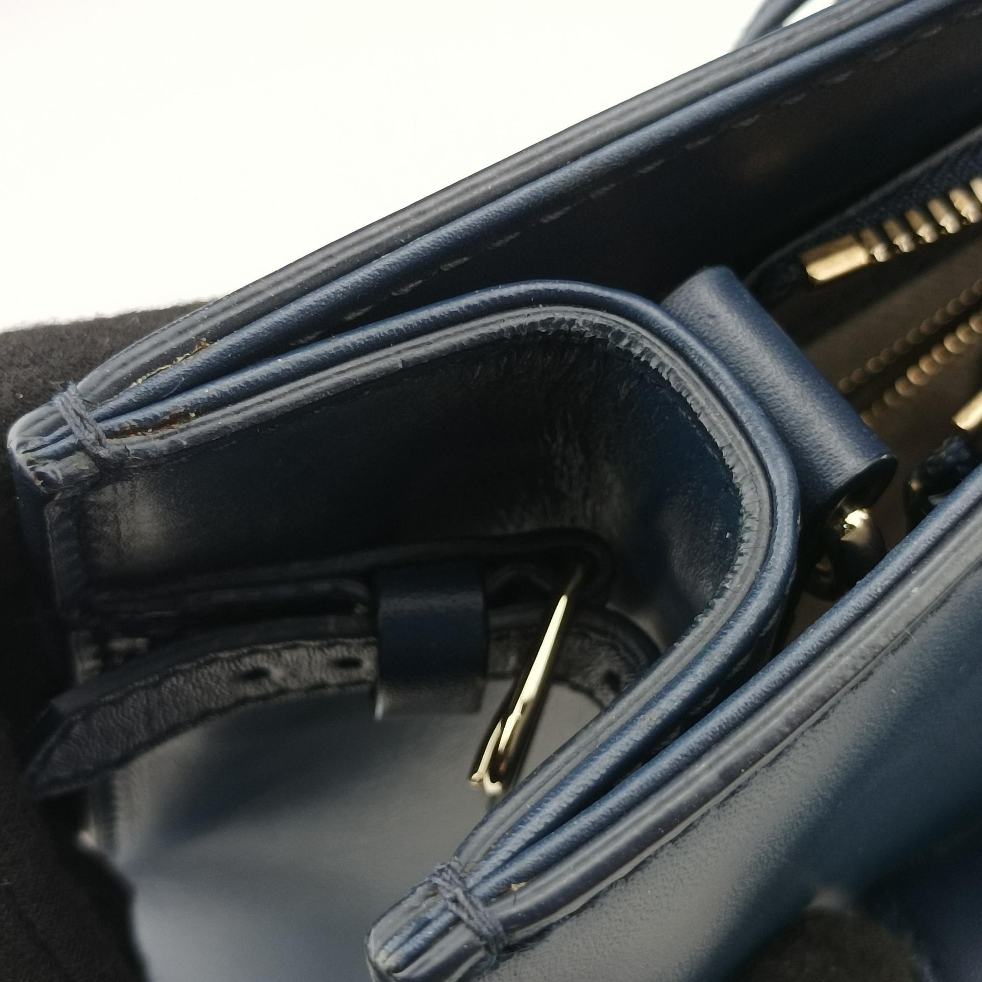 Pre-owned Balenciaga Padlock Navy × Pink × Beige Leather × Canvas  shoulderbag | stylenewstar