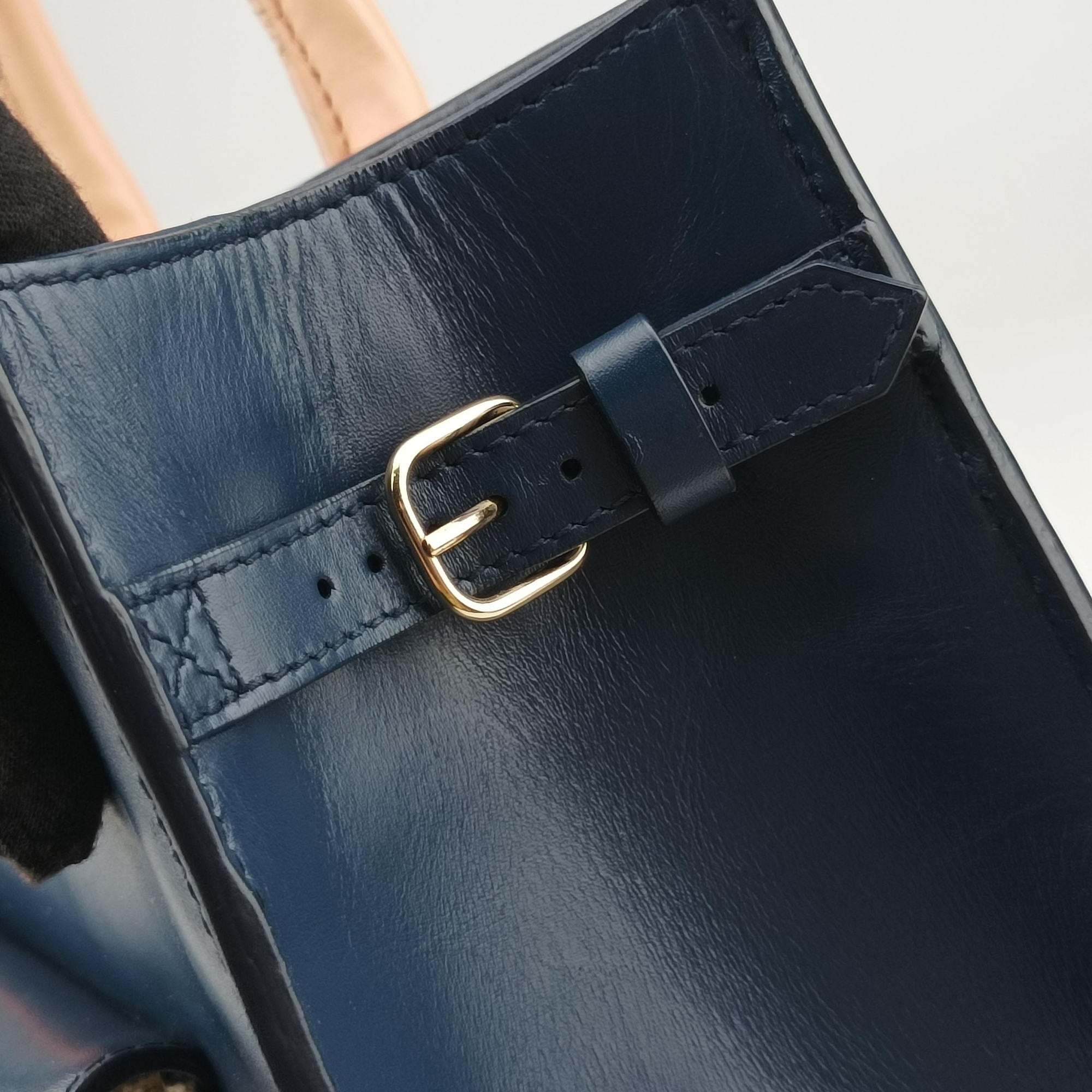 Pre-owned Balenciaga Padlock Navy × Pink × Beige Leather × Canvas  shoulderbag | stylenewstar