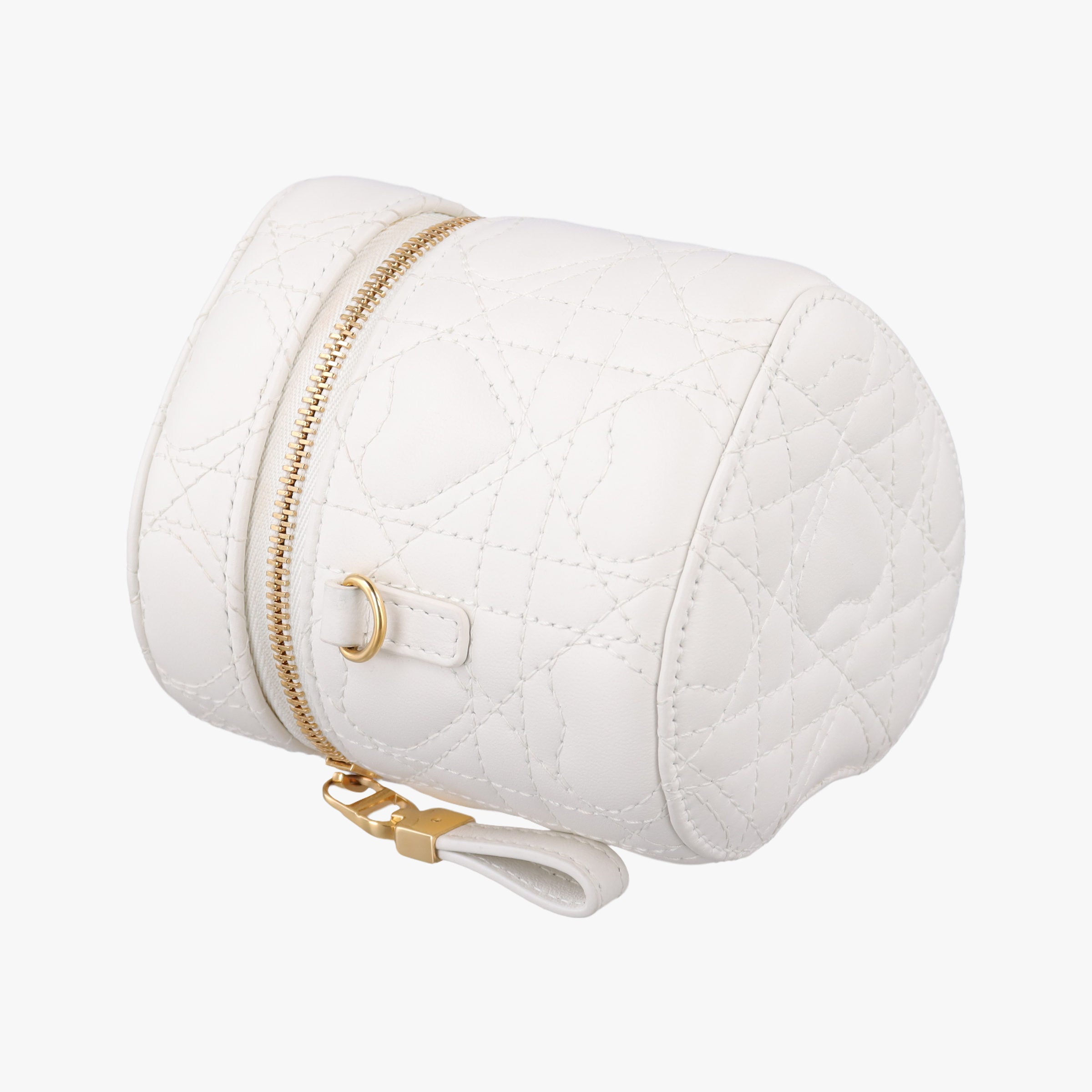 Secondhand Christian Dior Dioramour Dior Caro Heart Micro Vanity Case White Lambskin  shoulderbag | stylenewstar