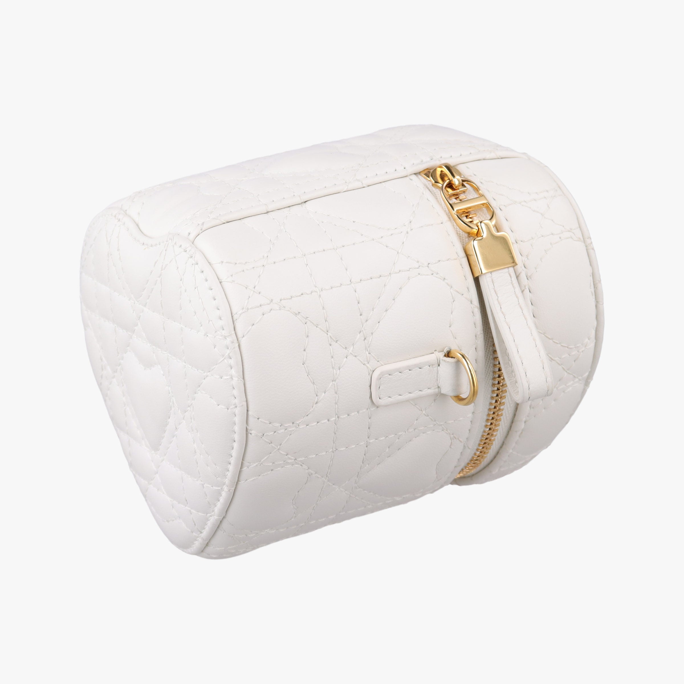 Secondhand Christian Dior Dioramour Dior Caro Heart Micro Vanity Case White Lambskin  shoulderbag | stylenewstar