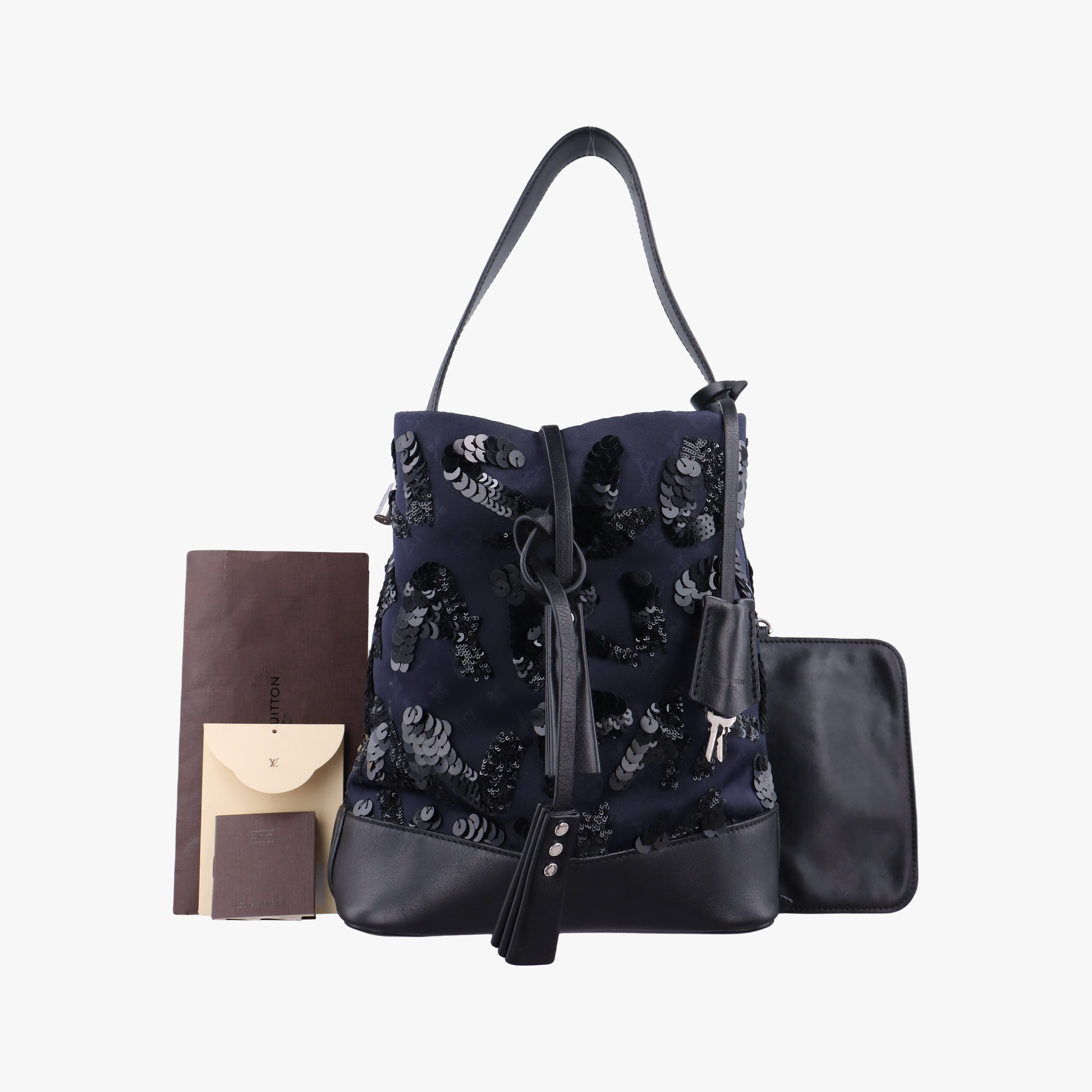 Pre-owned Louis Vuitton Spotlight PM Midnight Blue Monogram Satin × Sequins × Leather M94601 handbag | stylenewstar