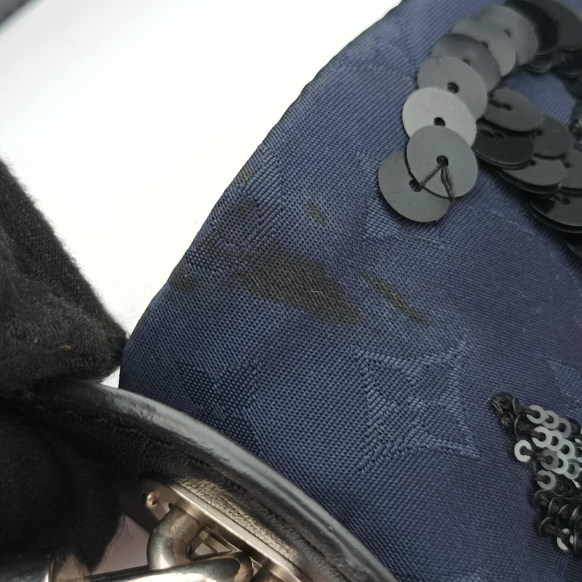Pre-owned Louis Vuitton Spotlight PM Midnight Blue Monogram Satin × Sequins × Leather M94601 handbag | stylenewstar