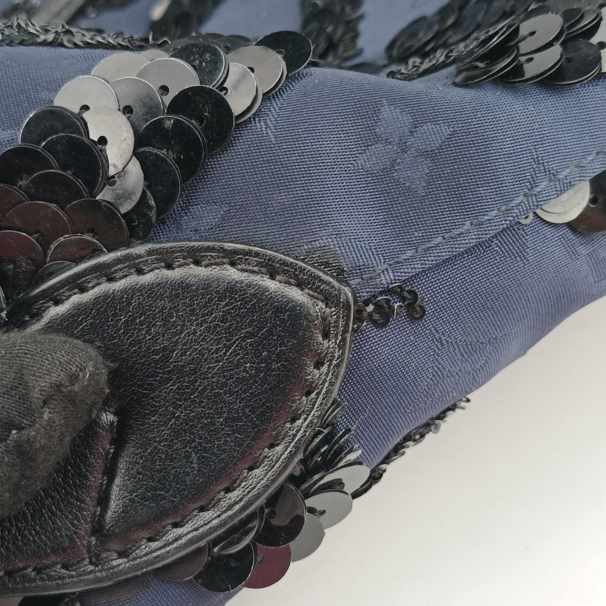 Pre-owned Louis Vuitton Spotlight PM Midnight Blue Monogram Satin × Sequins × Leather M94601 handbag | stylenewstar