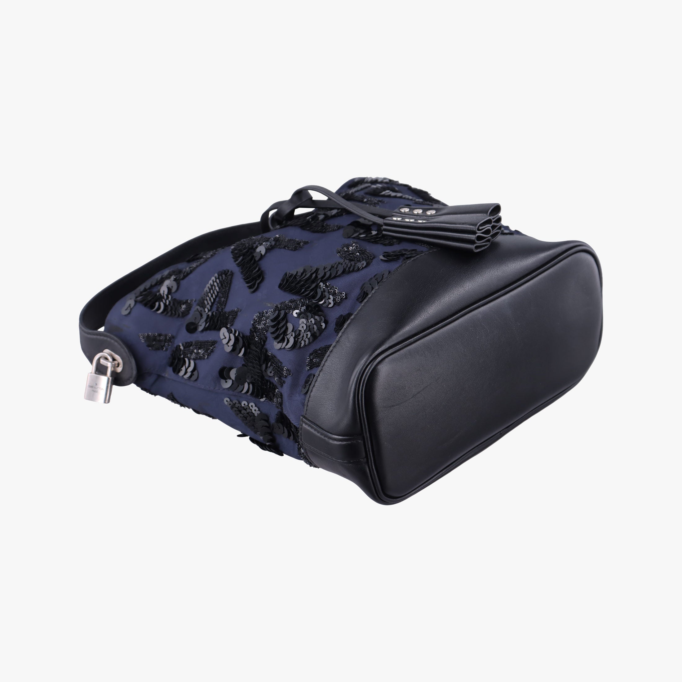 Pre-owned Louis Vuitton Spotlight PM Midnight Blue Monogram Satin × Sequins × Leather M94601 handbag | stylenewstar