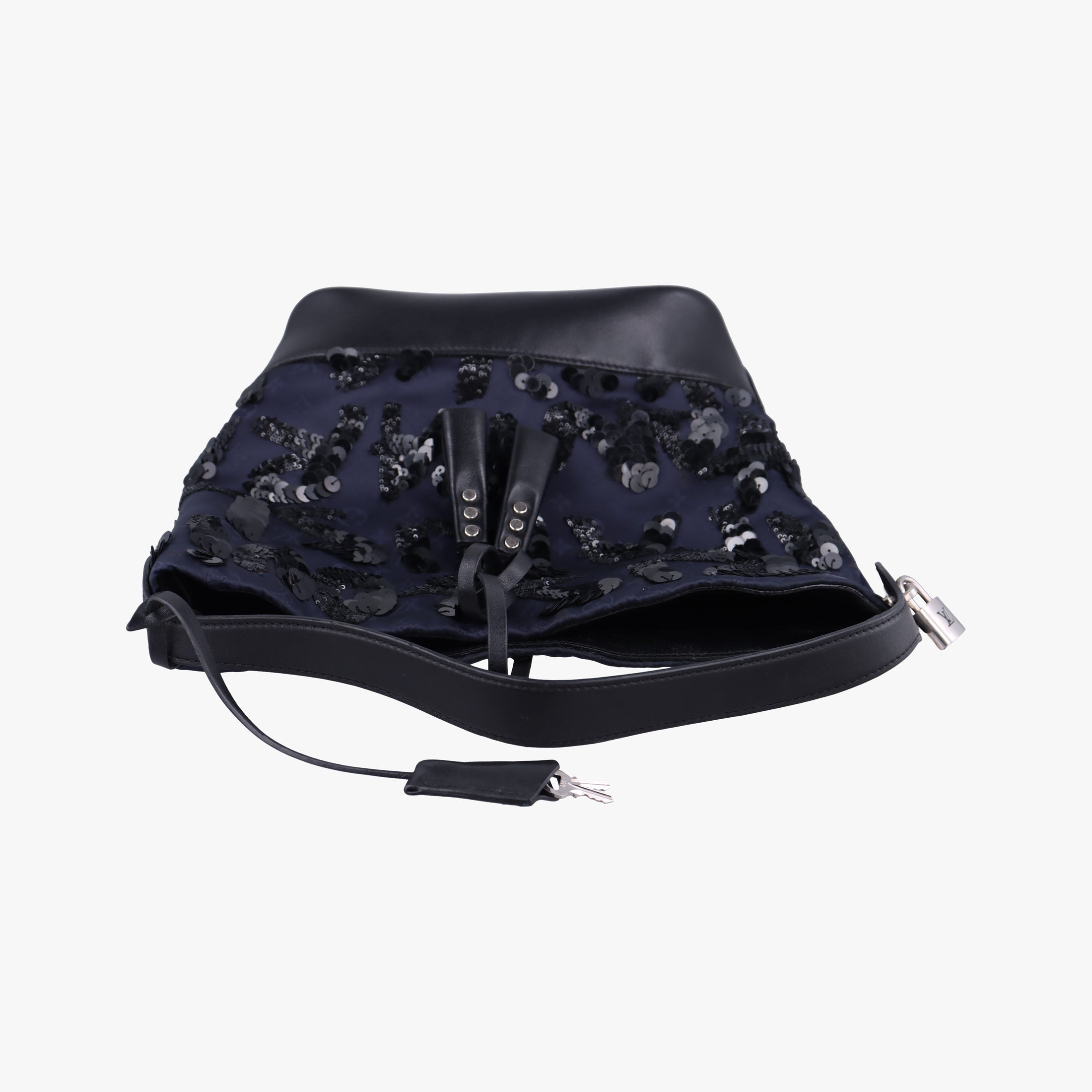 Pre-owned Louis Vuitton Spotlight PM Midnight Blue Monogram Satin × Sequins × Leather M94601 handbag | stylenewstar